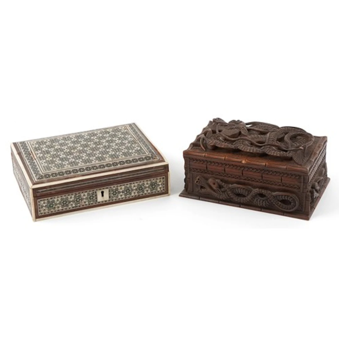 Two late 19th/early 20th century wooden boxes comprising one...