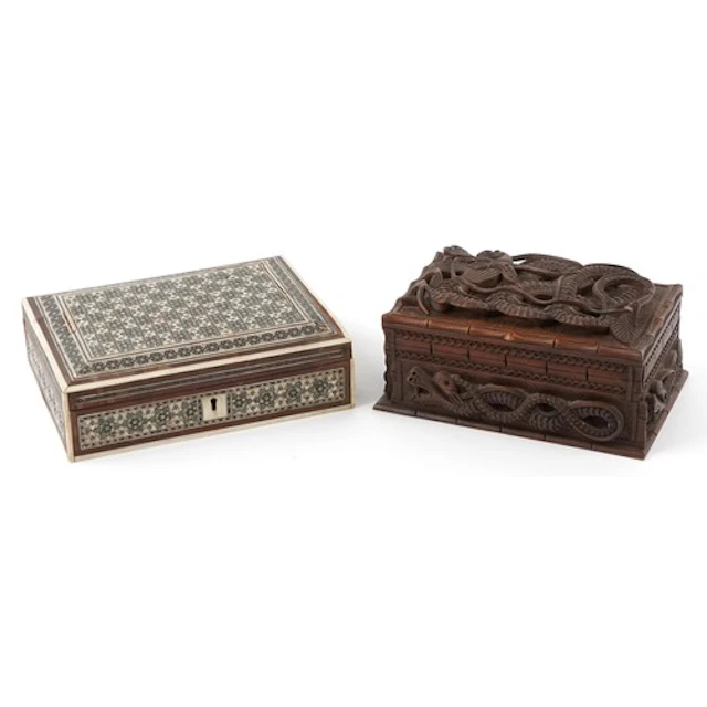 Two late 19th/early 20th century wooden boxes comprising one...