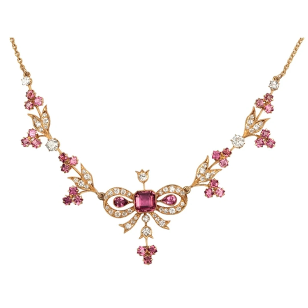An Edwardian tourmaline and diamond necklace, early 20th cen...