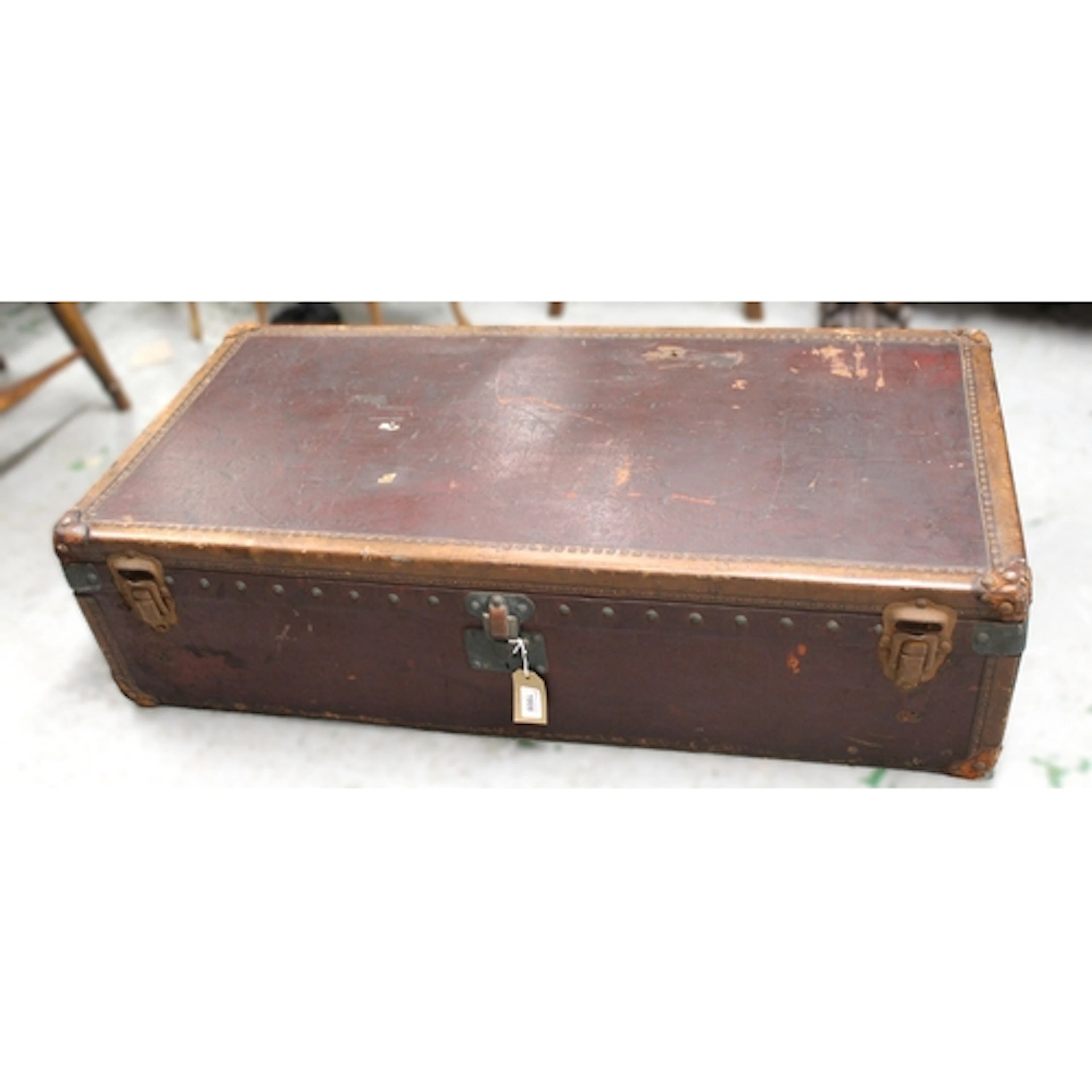 Vintage Louis Vuitton rectangular trunk with hinged lid and ...