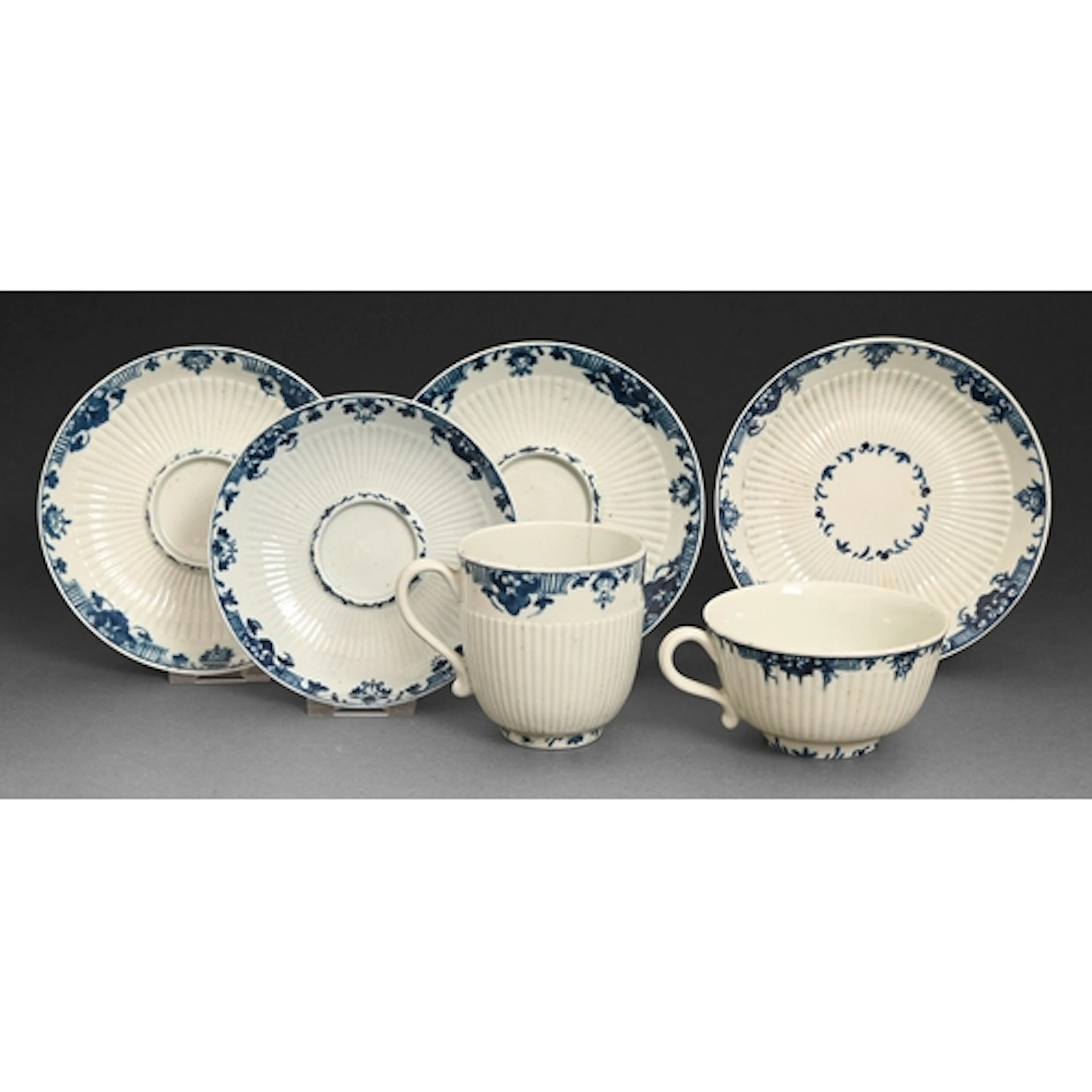 A Worcester fluted trembleuse coffee cup and saucer, teacup ...