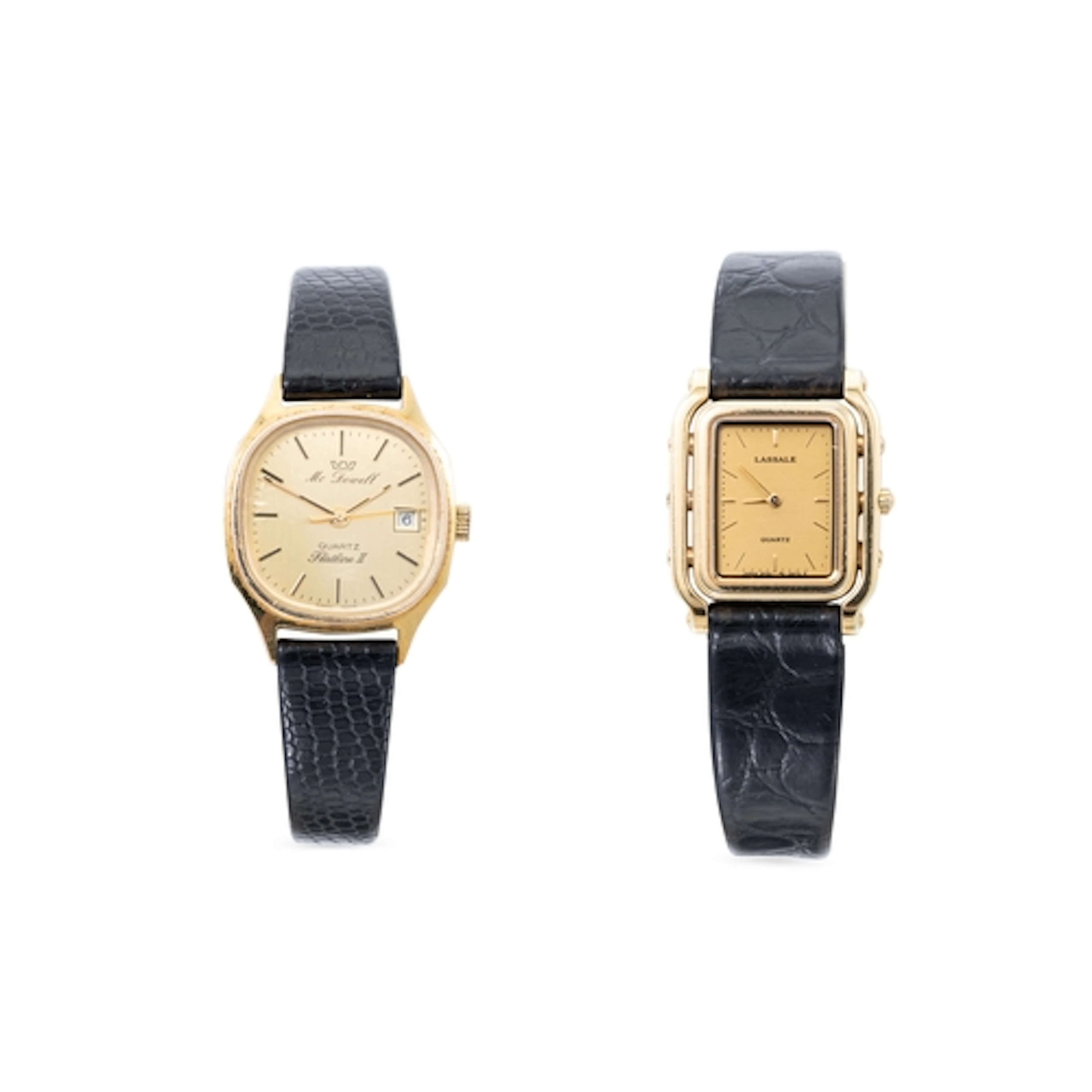 A GOLD-PLATED GLYCINE WRISTWATCH, champagne face, baton mark...