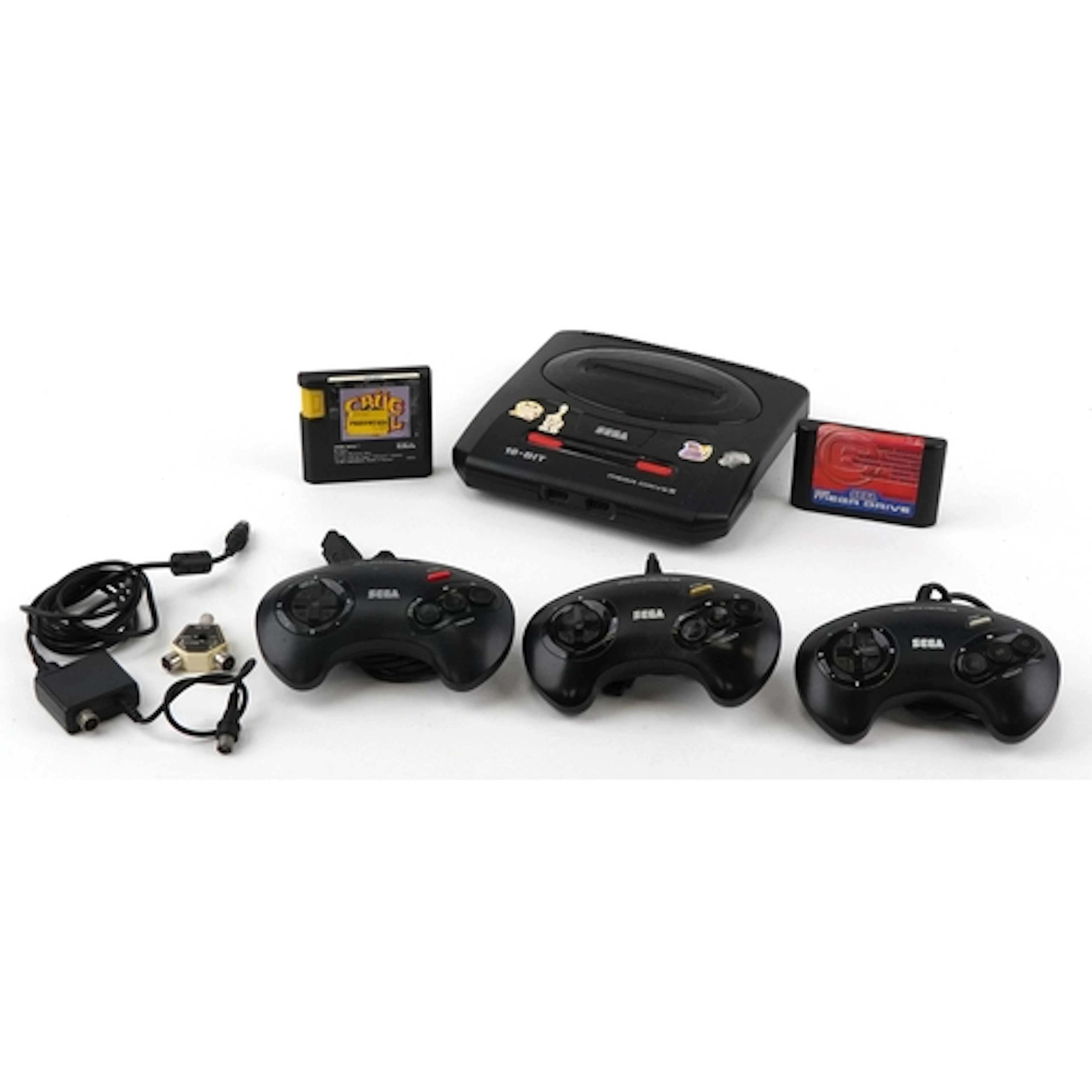 Sega 16 bit Mega Drive 2 games console with two games and th...