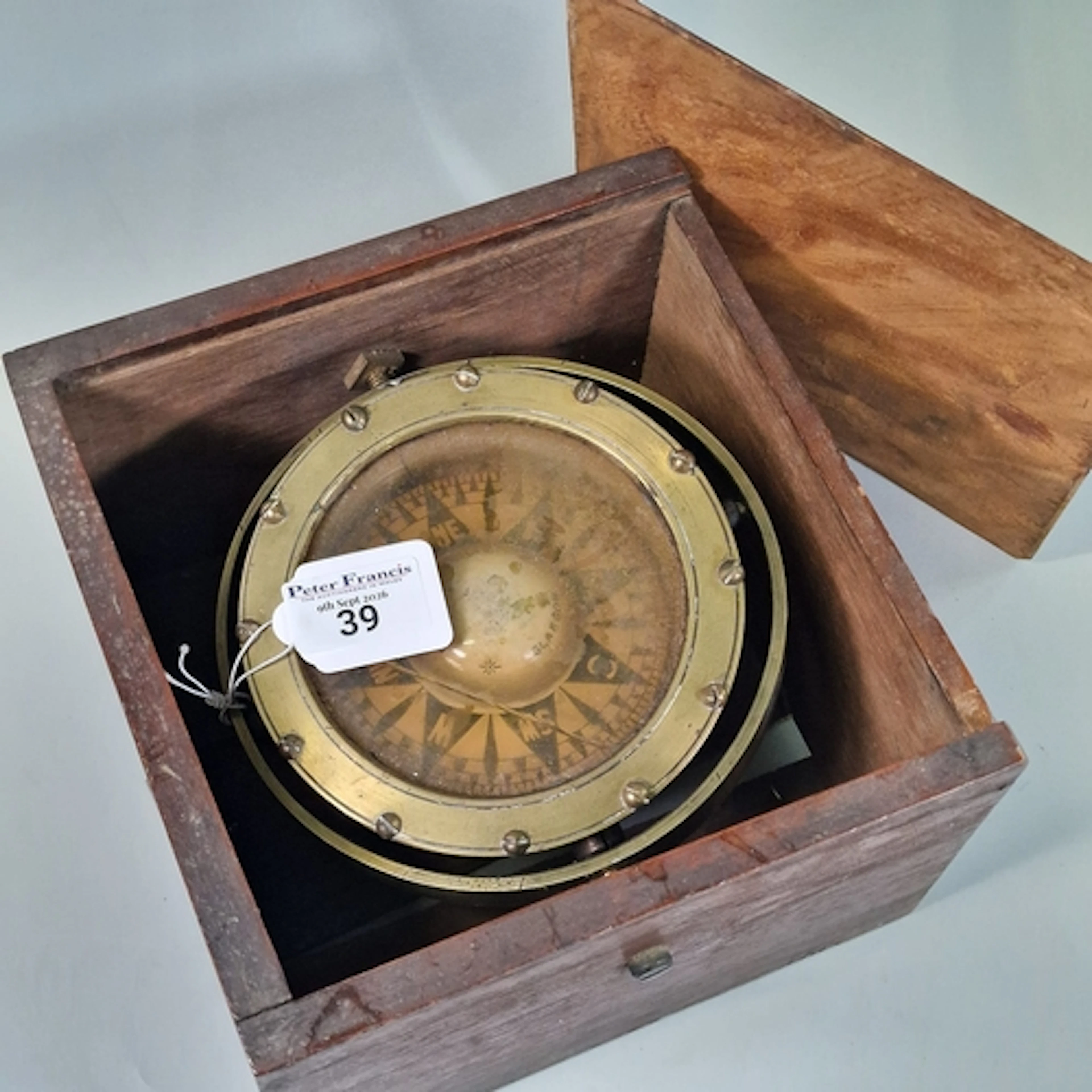 Vintage brass gimballed compass marked D McGregor & Co Ltd, ...