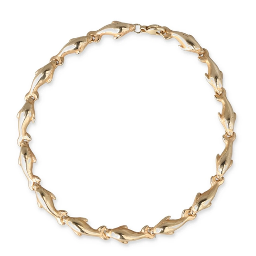 AN UNMARKED GOLD DOLPHIN BRACELET Weight: 10.7gms Carat to b...