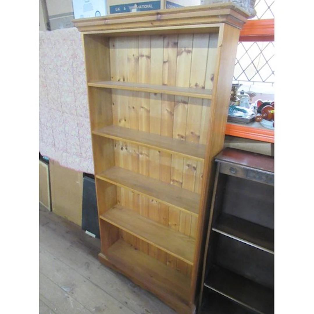 A pine set of shelves width 36ins, height 71ins , together w...