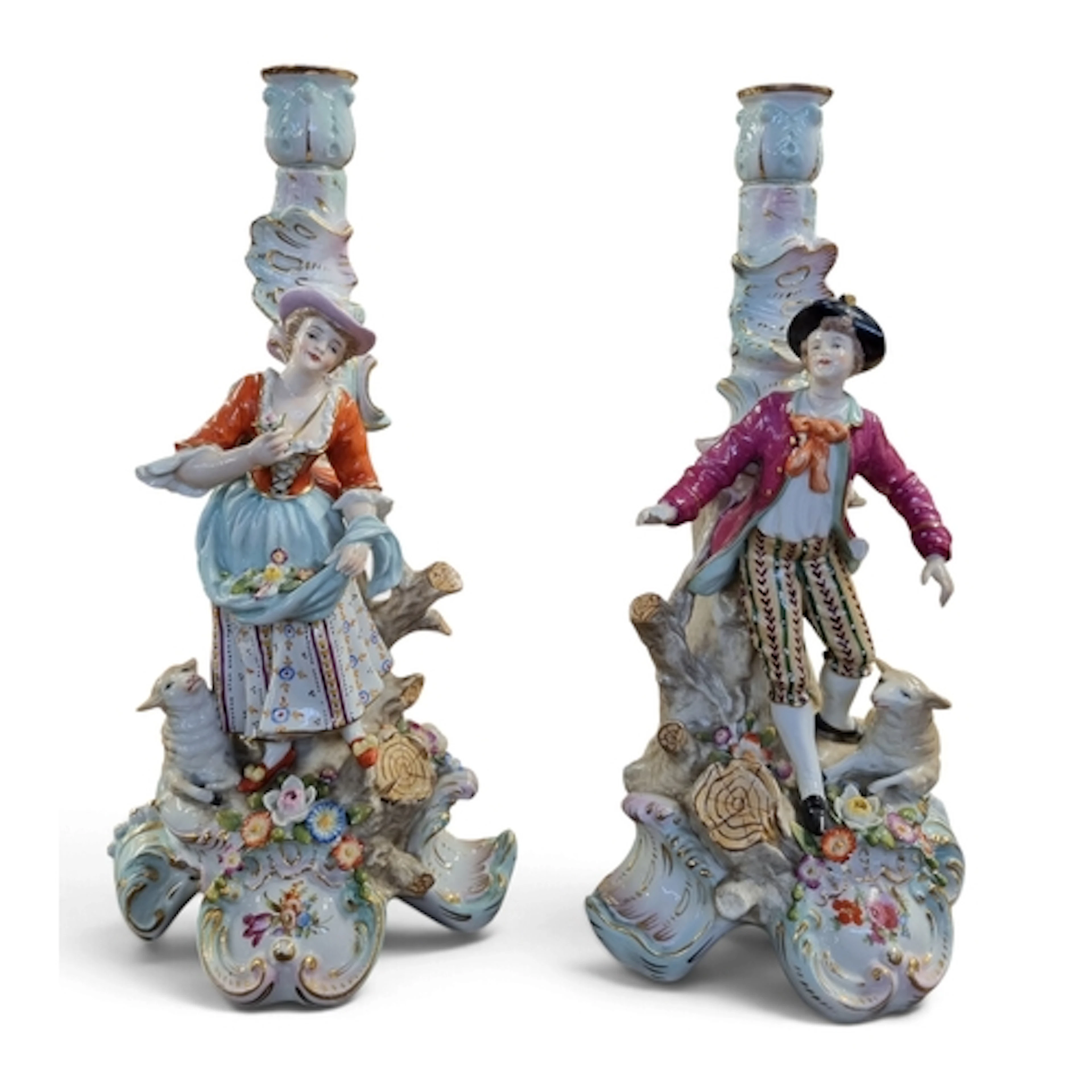 A good pair of 19th Century German Porcelain Figural groups ...