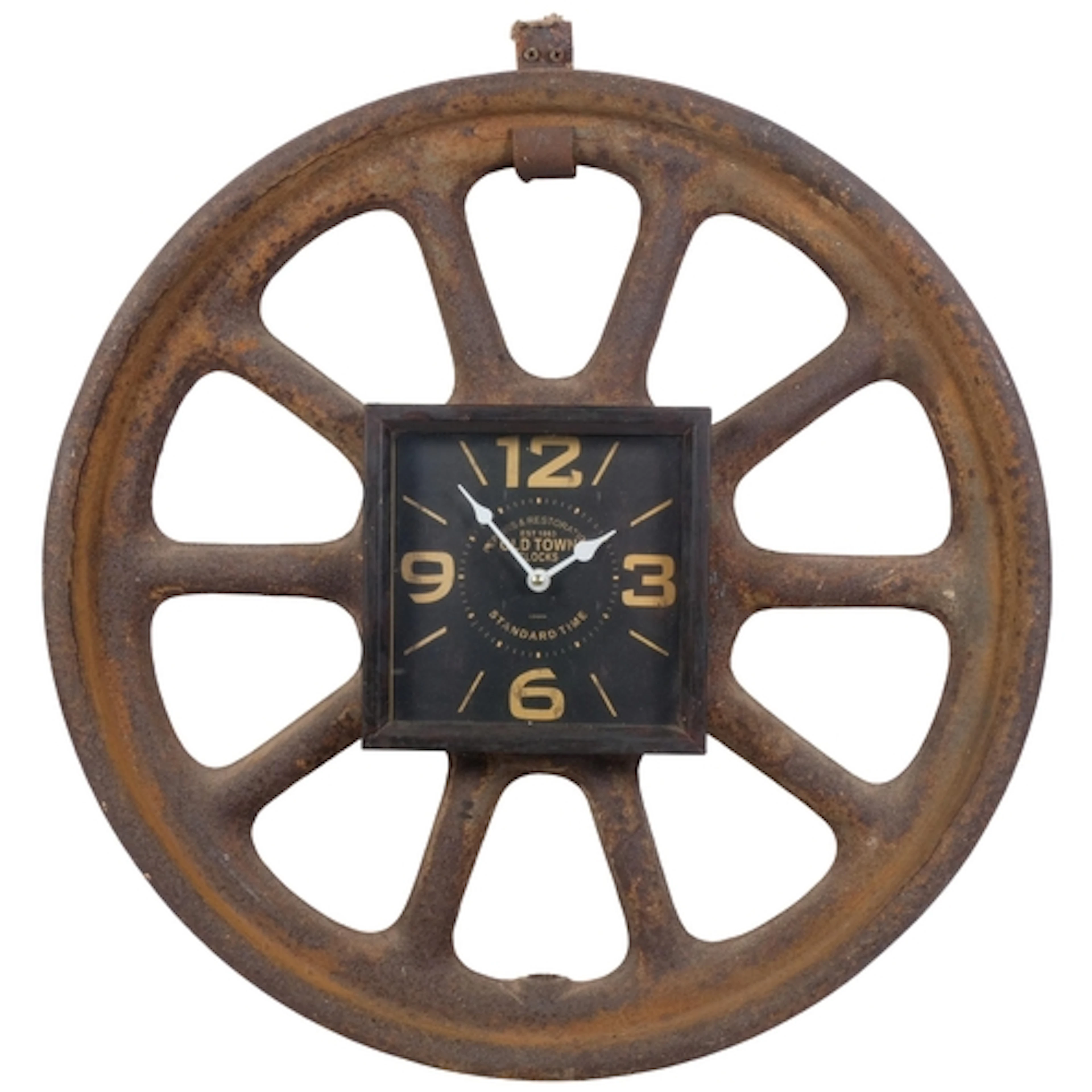 An early 20th century iron train wheel with an attached mode...