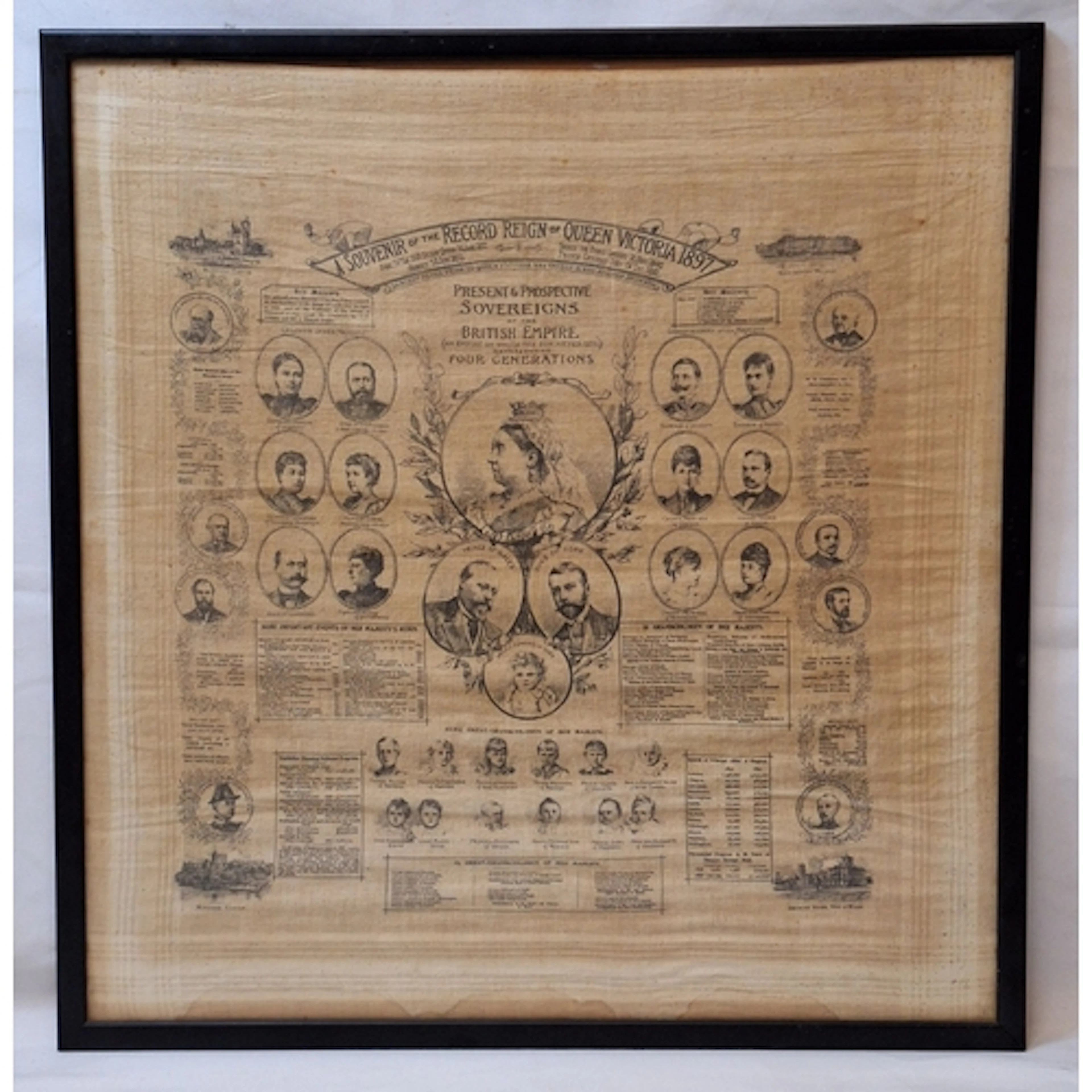 F/g Print in Fabric entitled 'A Souvenir of the record Reign...