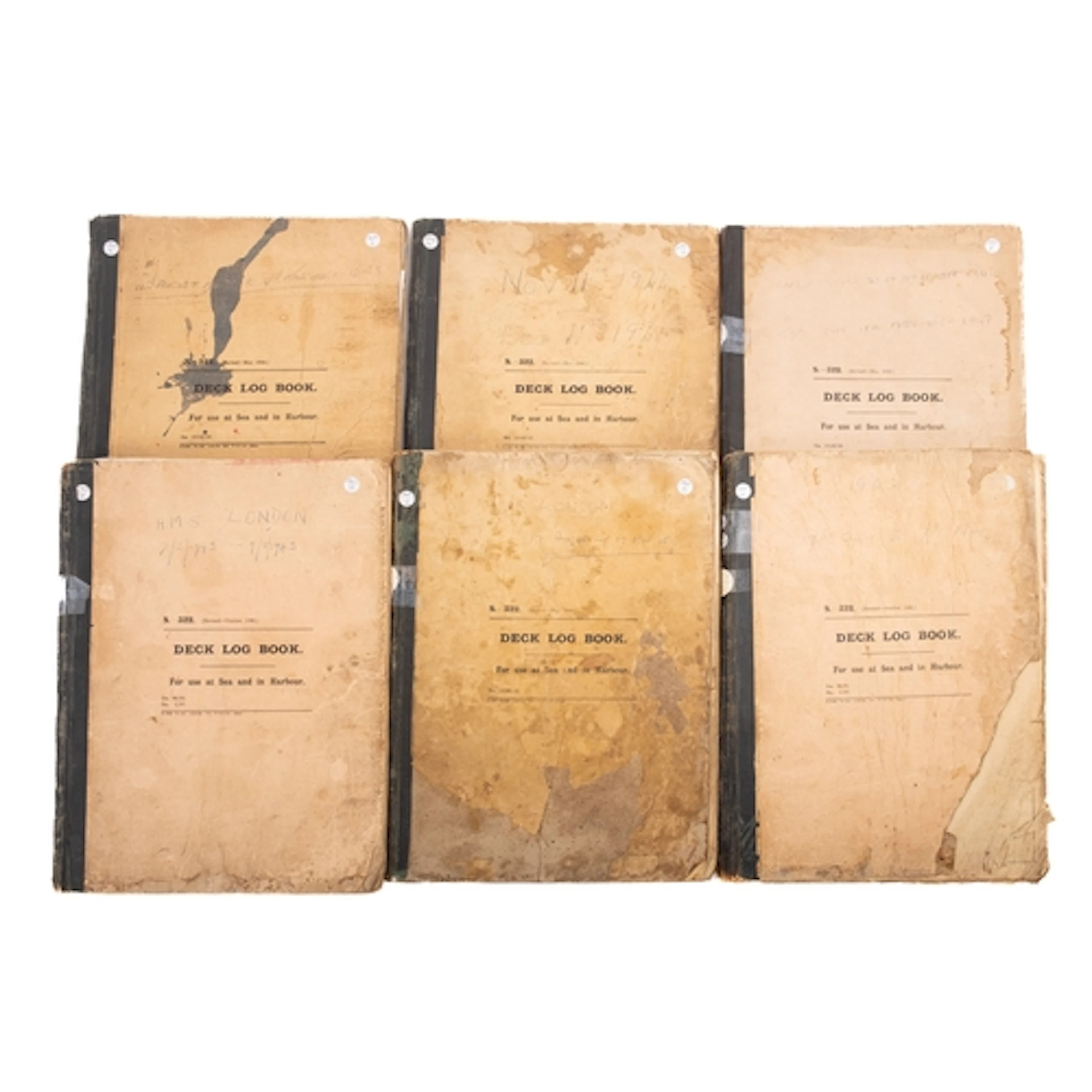 A group of six WWII period Deck logs for the Royal Navy Coun...