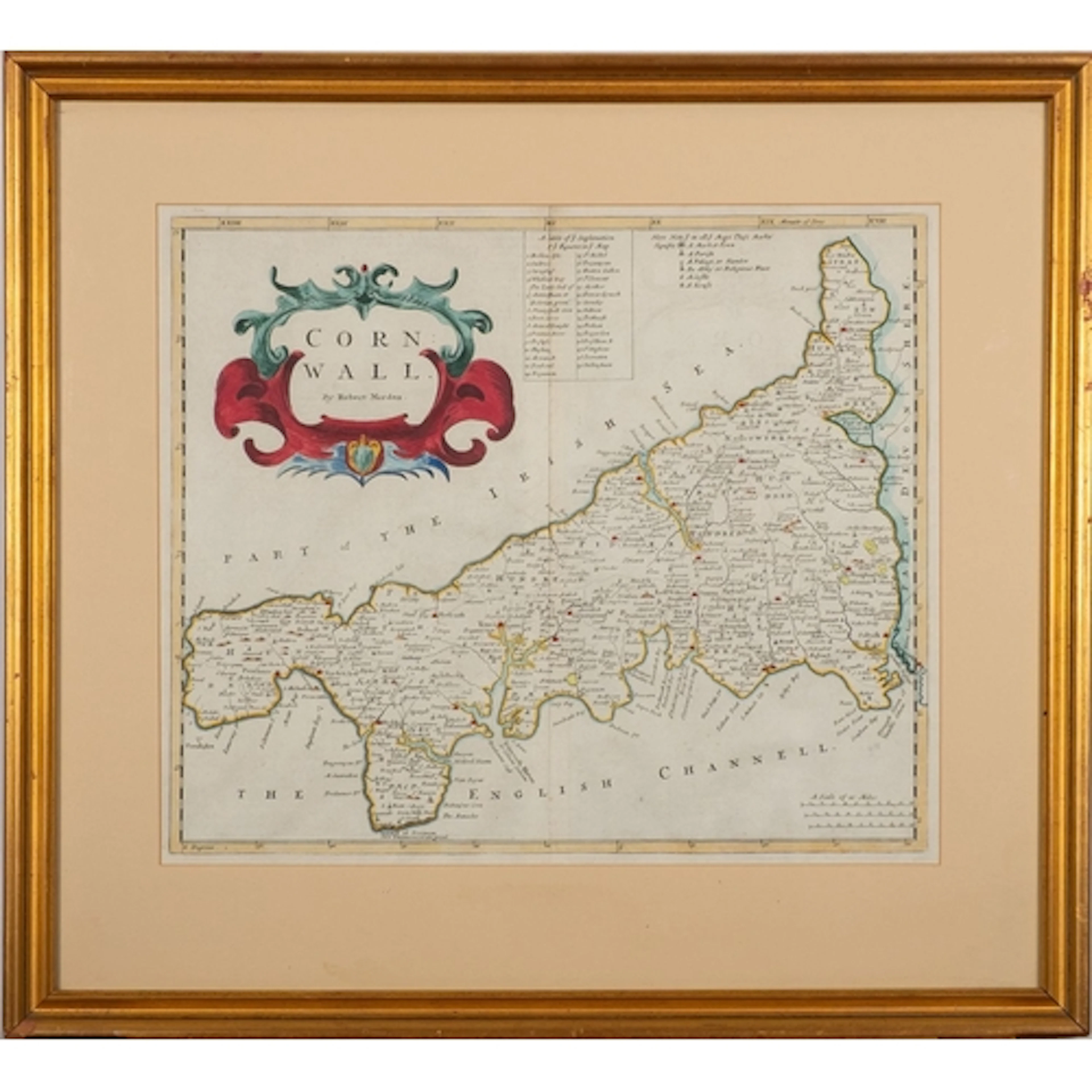 CORNWALL. MORDEN, Robert. Cornwall, hand-coloured engr. map,...