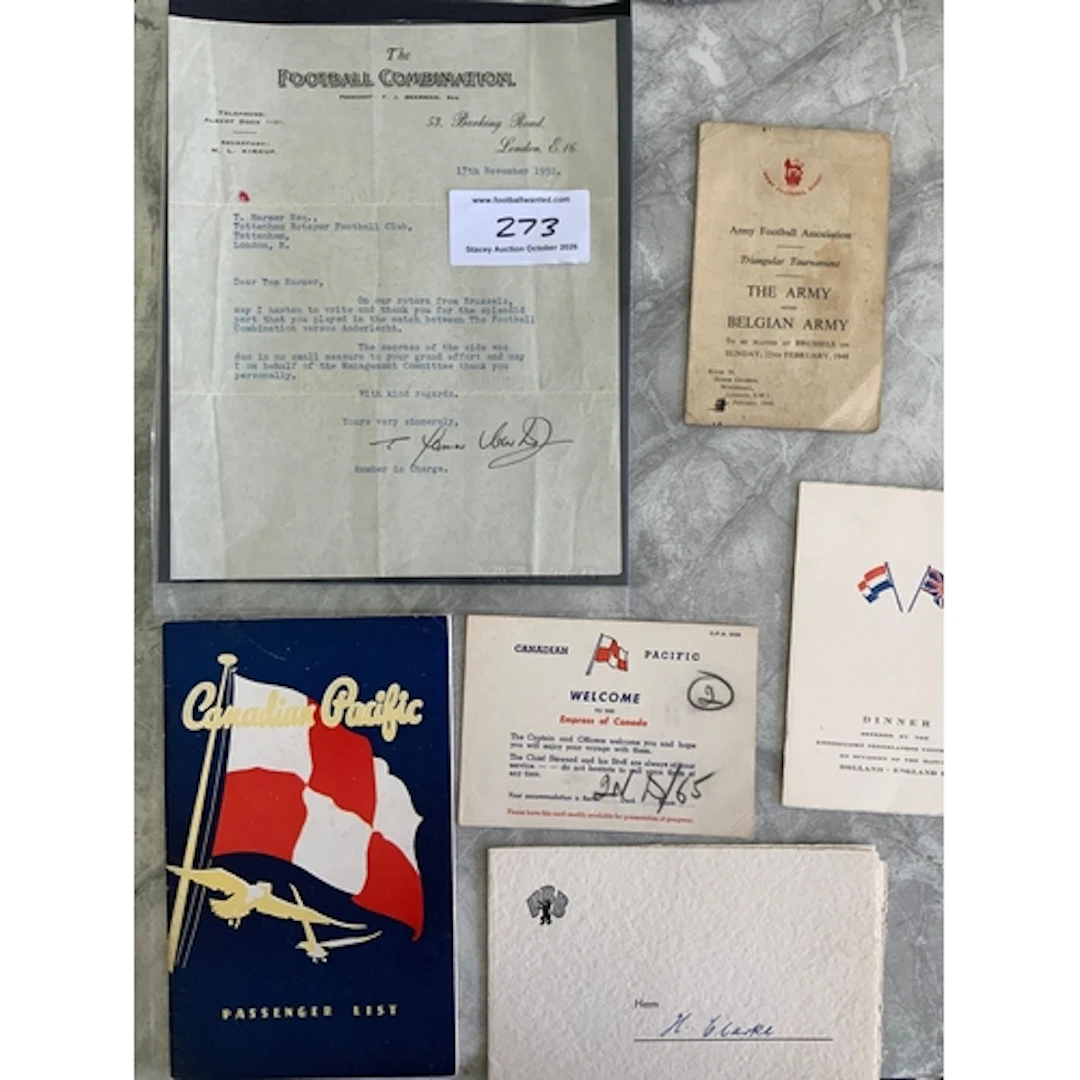 Tommy Harmer Tottenham Football Memorabilia: Personal items ...
