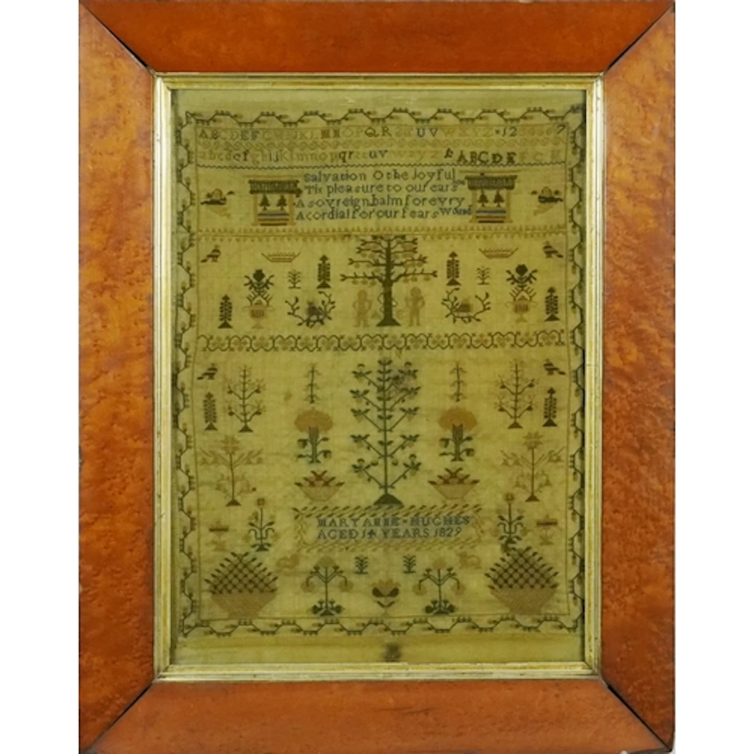 19th century sampler inscribed 'Salvation! o' the joyful, ti...