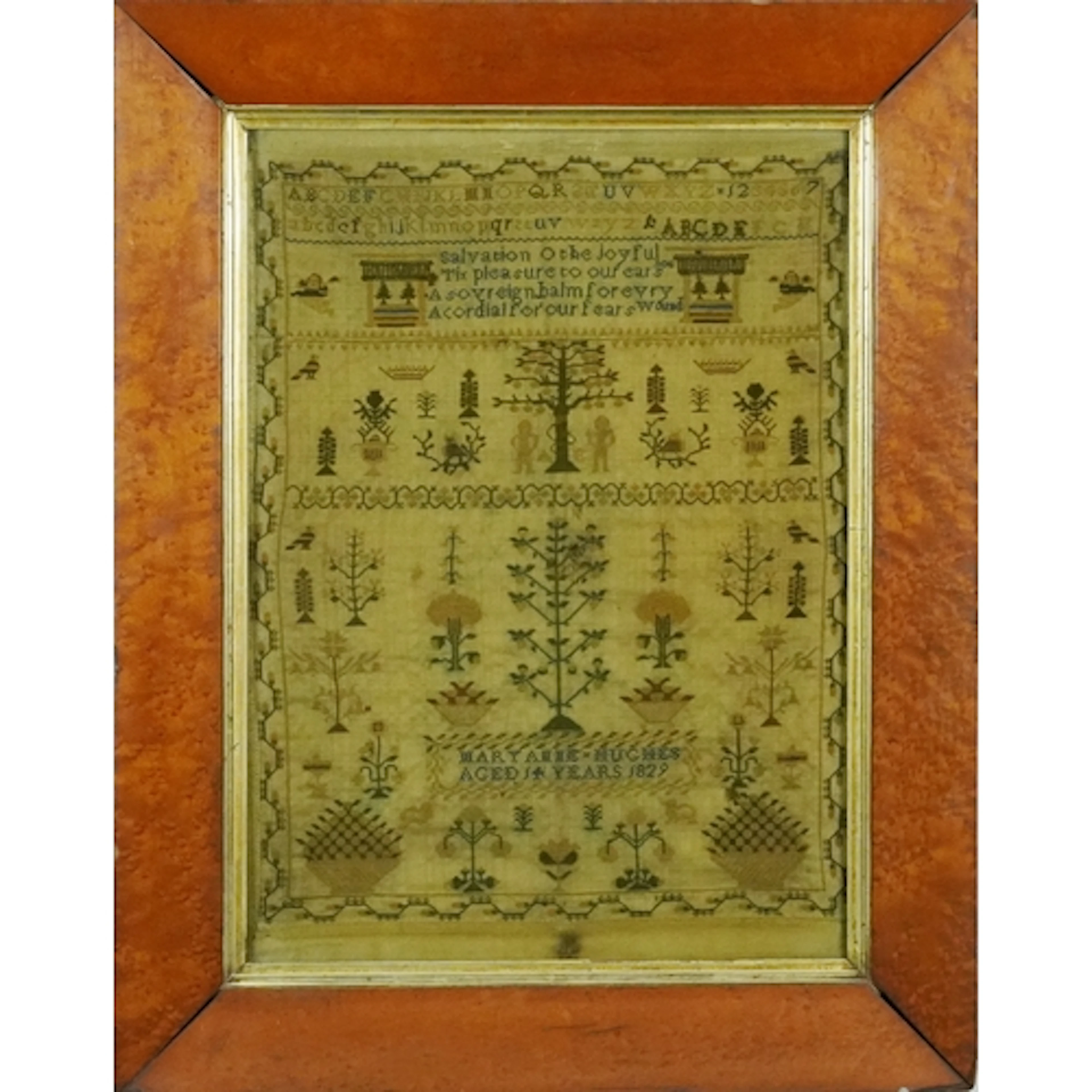 19th century sampler inscribed 'Salvation! o' the joyful, ti...