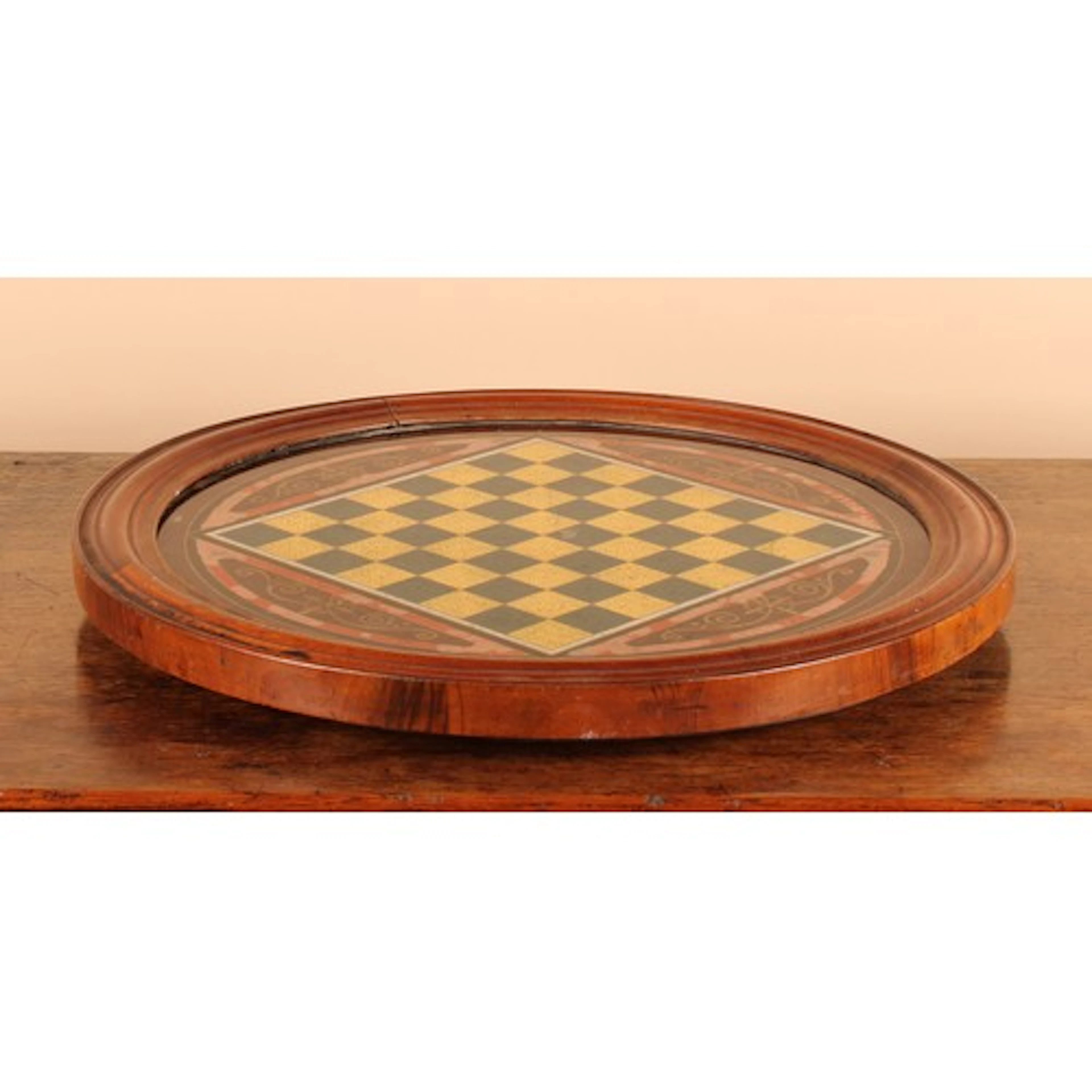 An Aesthetic Movement period reverse painted glass and mahog...