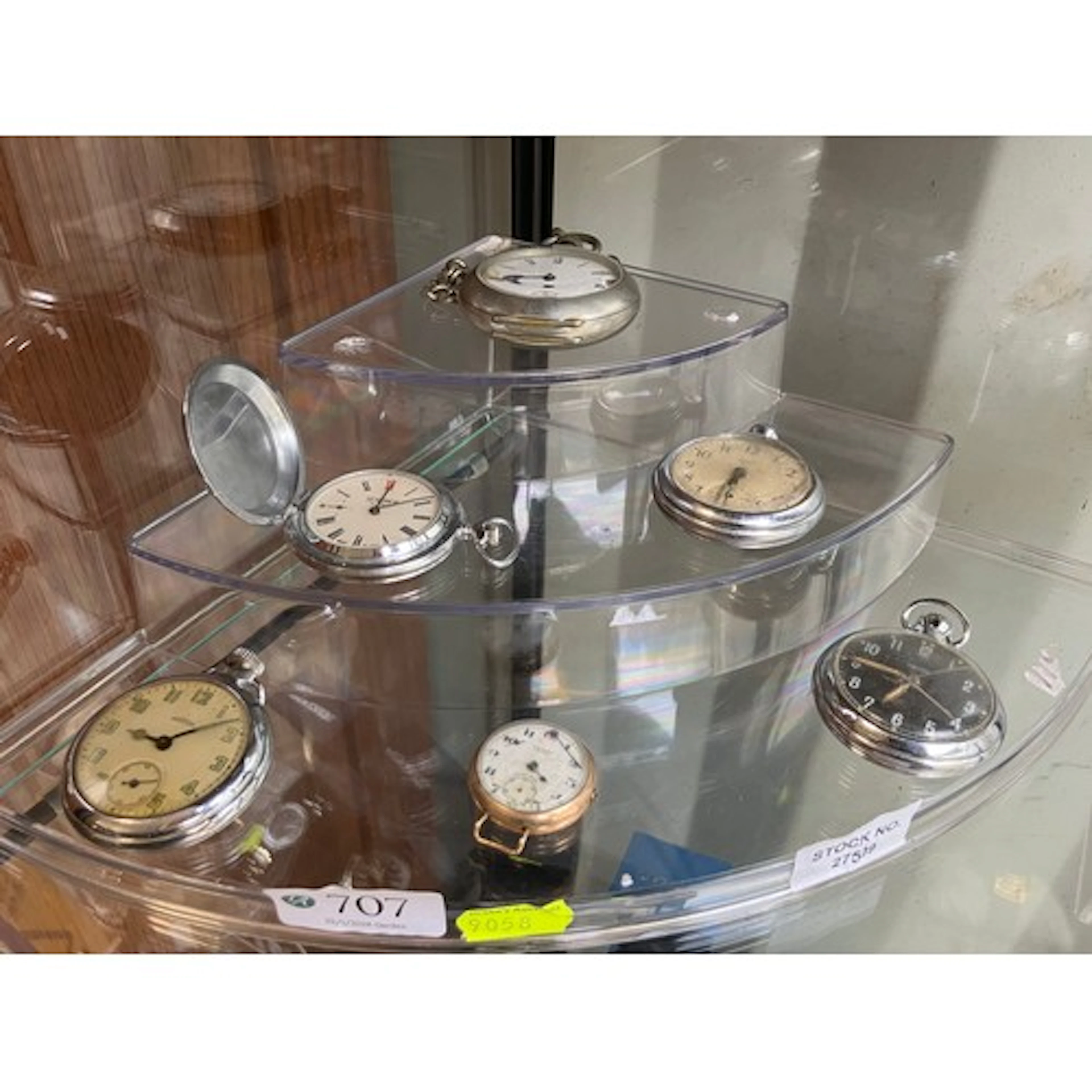 Five pocket watches and a gold plated Philadelphia Watch Cas...