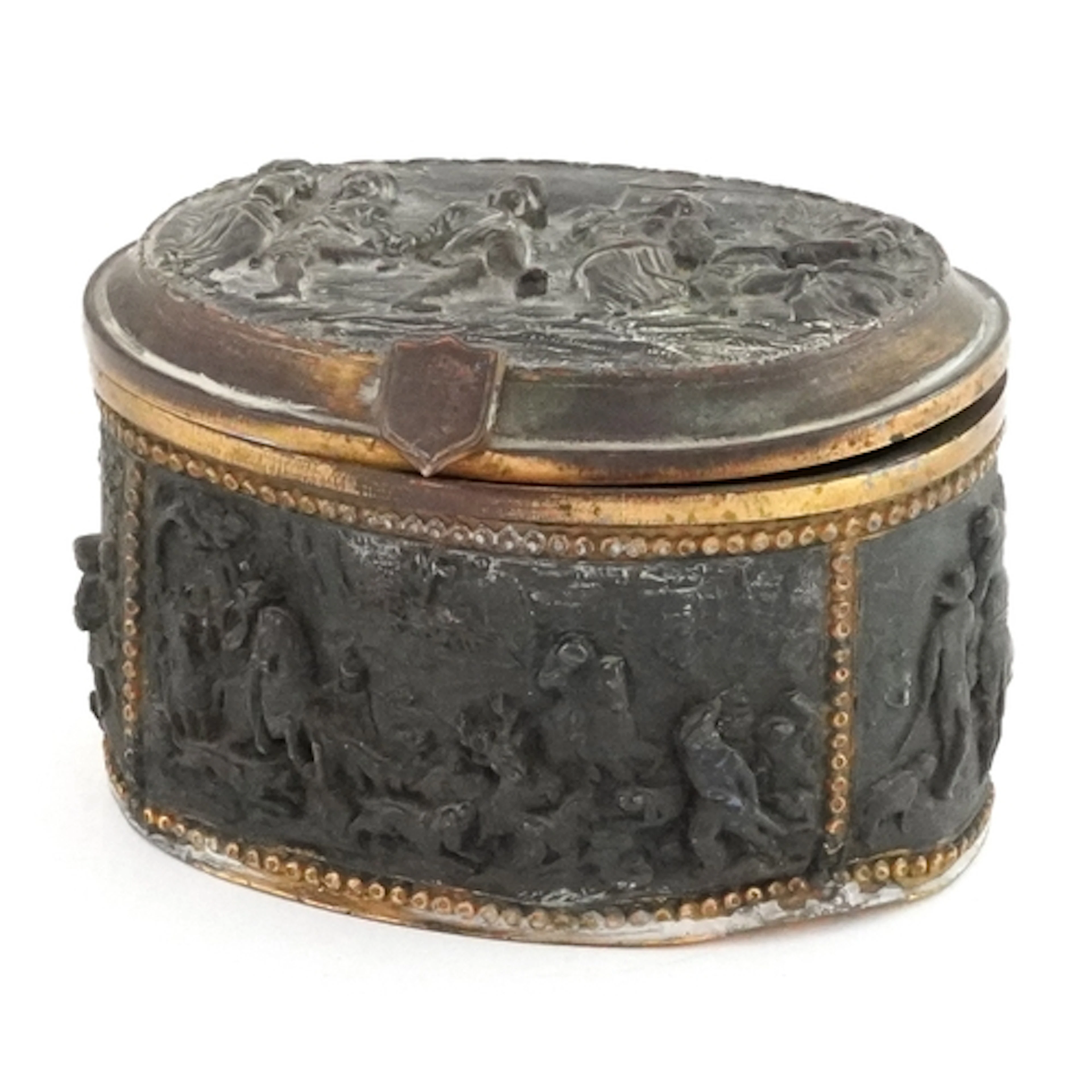 French Grand Tour box with hinged lid, embossed with panels ...