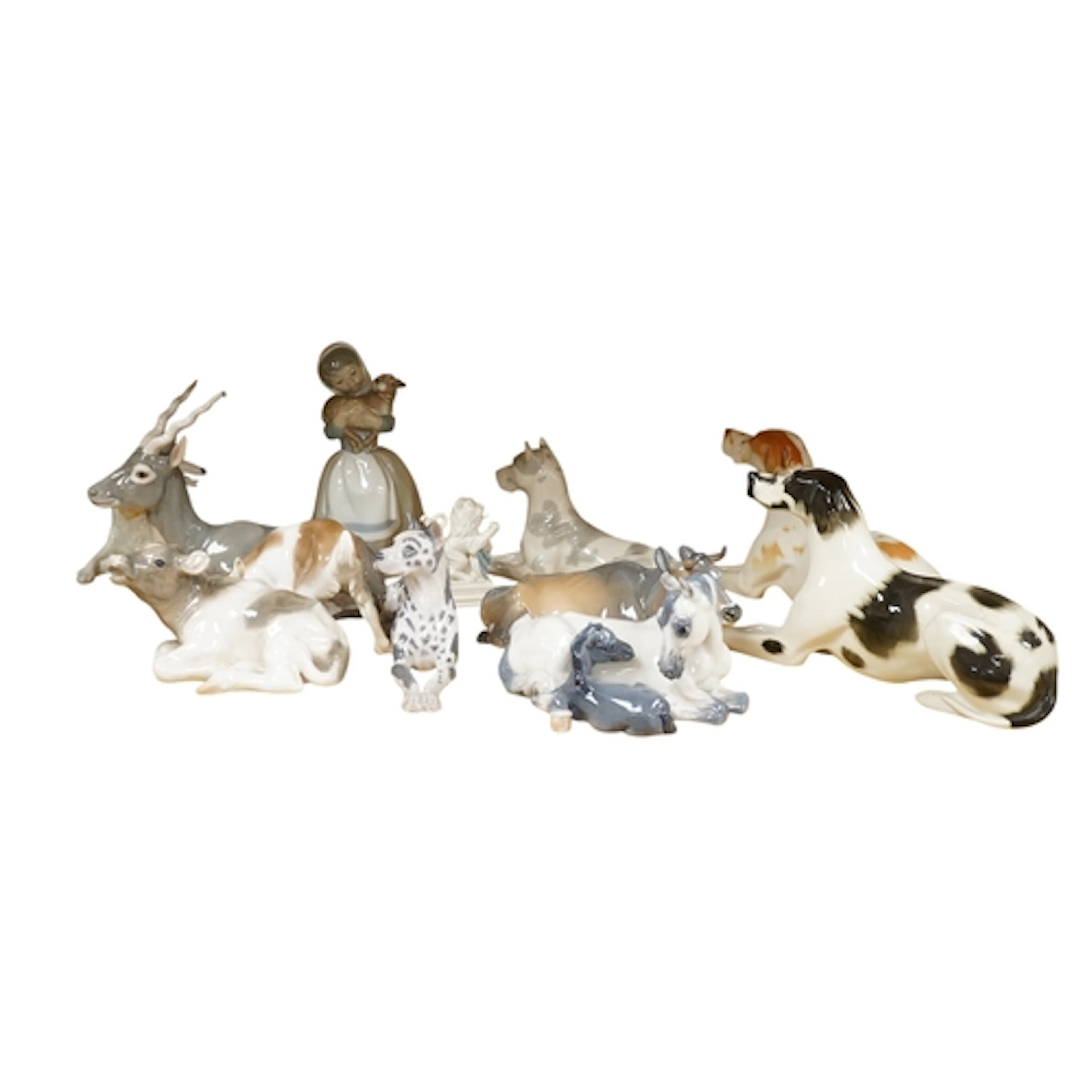 Six Royal Copenhagen / Bing & Grondahl porcelain animals, fo...
