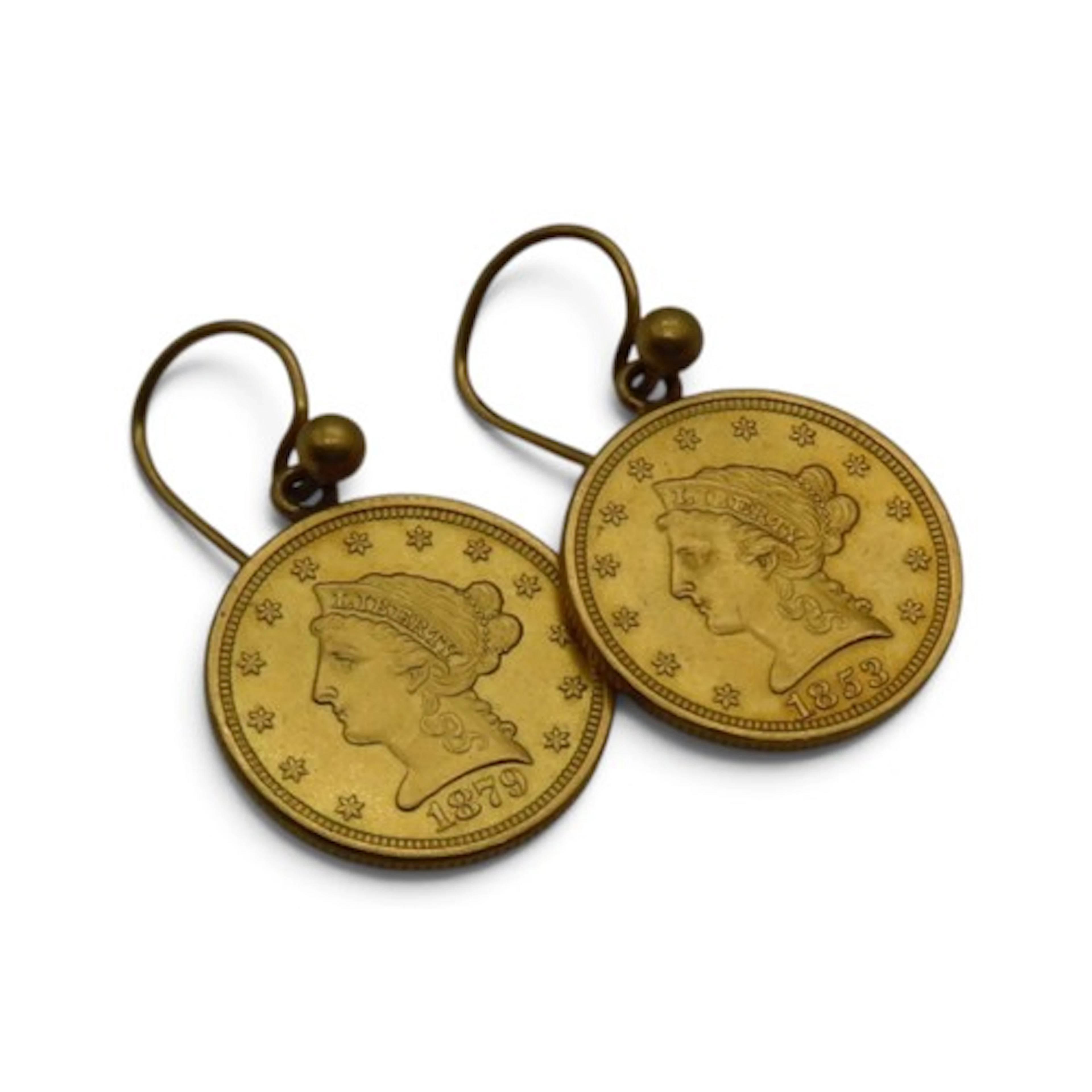 A pair of 2 1/2 Dollar "coronet head" Quarter Eagle coin ear...