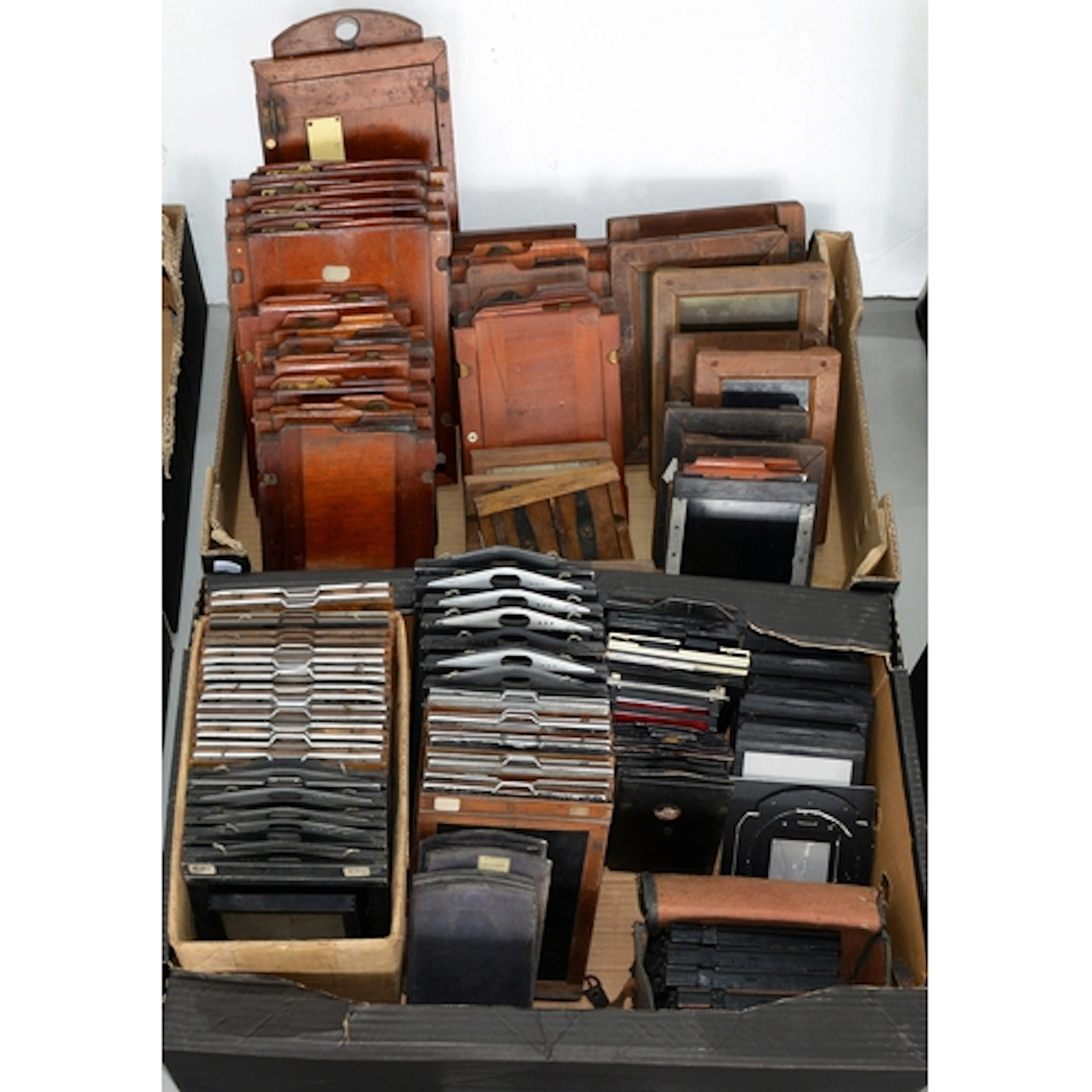 Miscellaneous mahogany and other film plate holders, c1900 a...