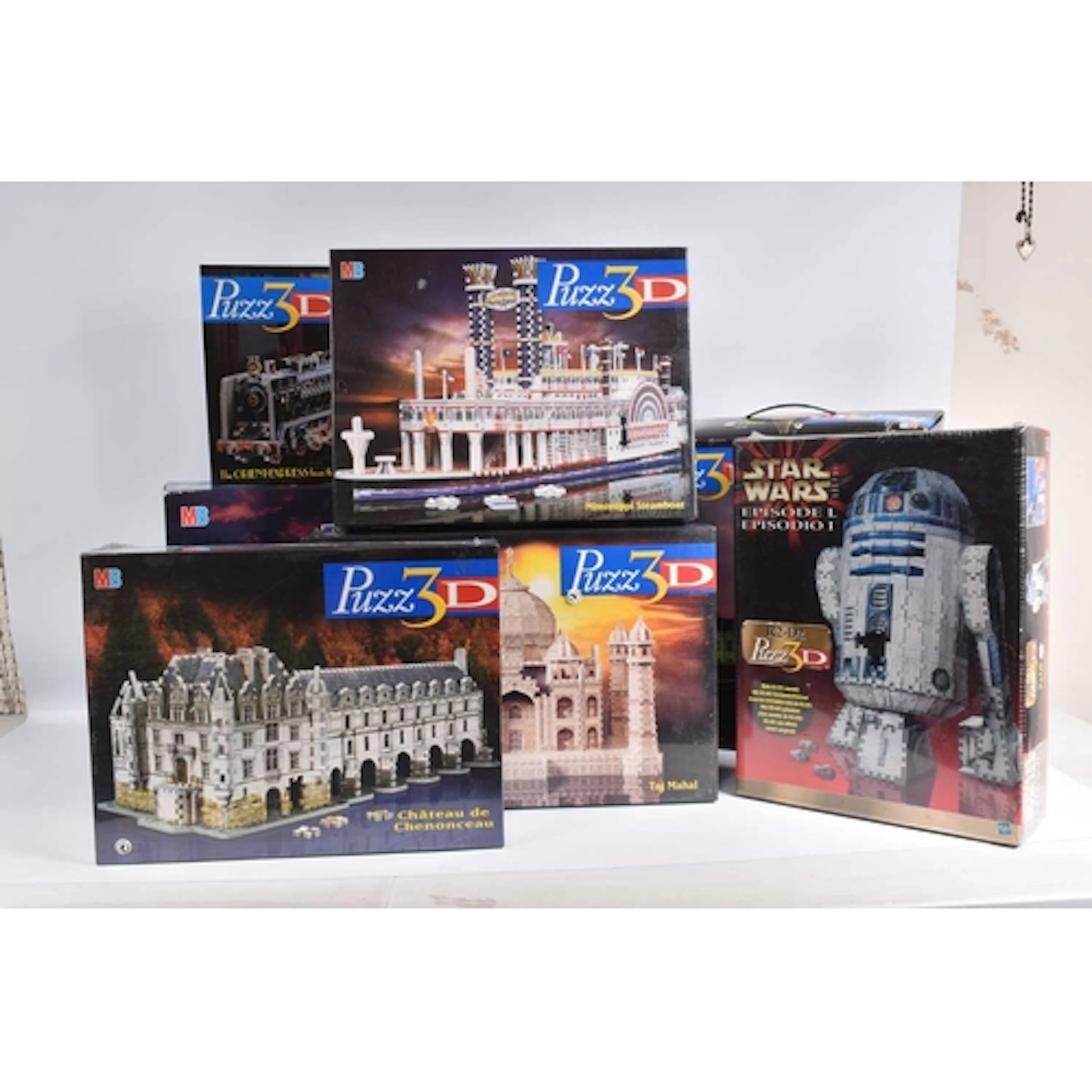 SEVEN BOXED HASBRO MB PUZZ 3D SETS, to include sealed sets C...