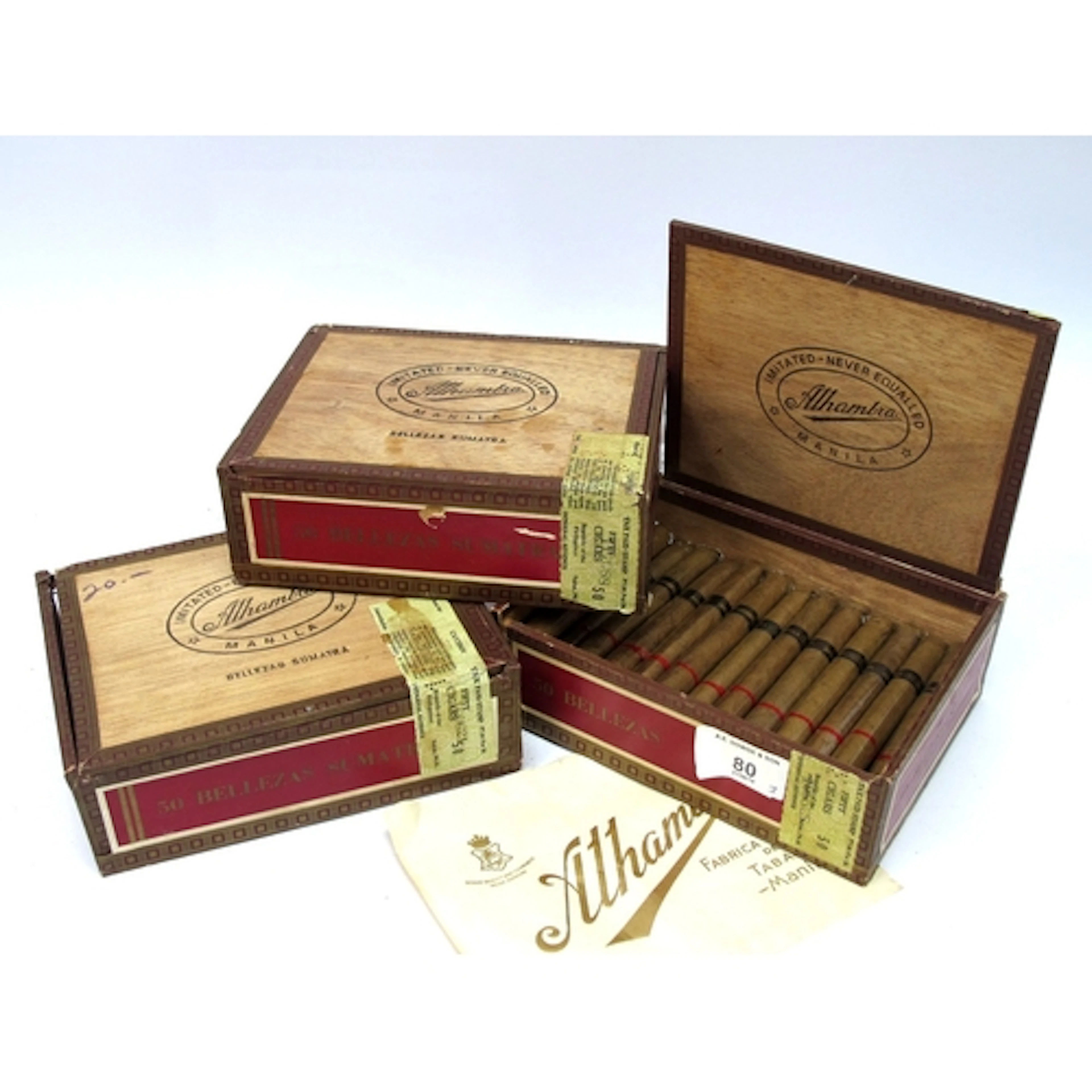 Cigars - Alhambra Manila Bellezas Sumatra 50 Cigars, two box...