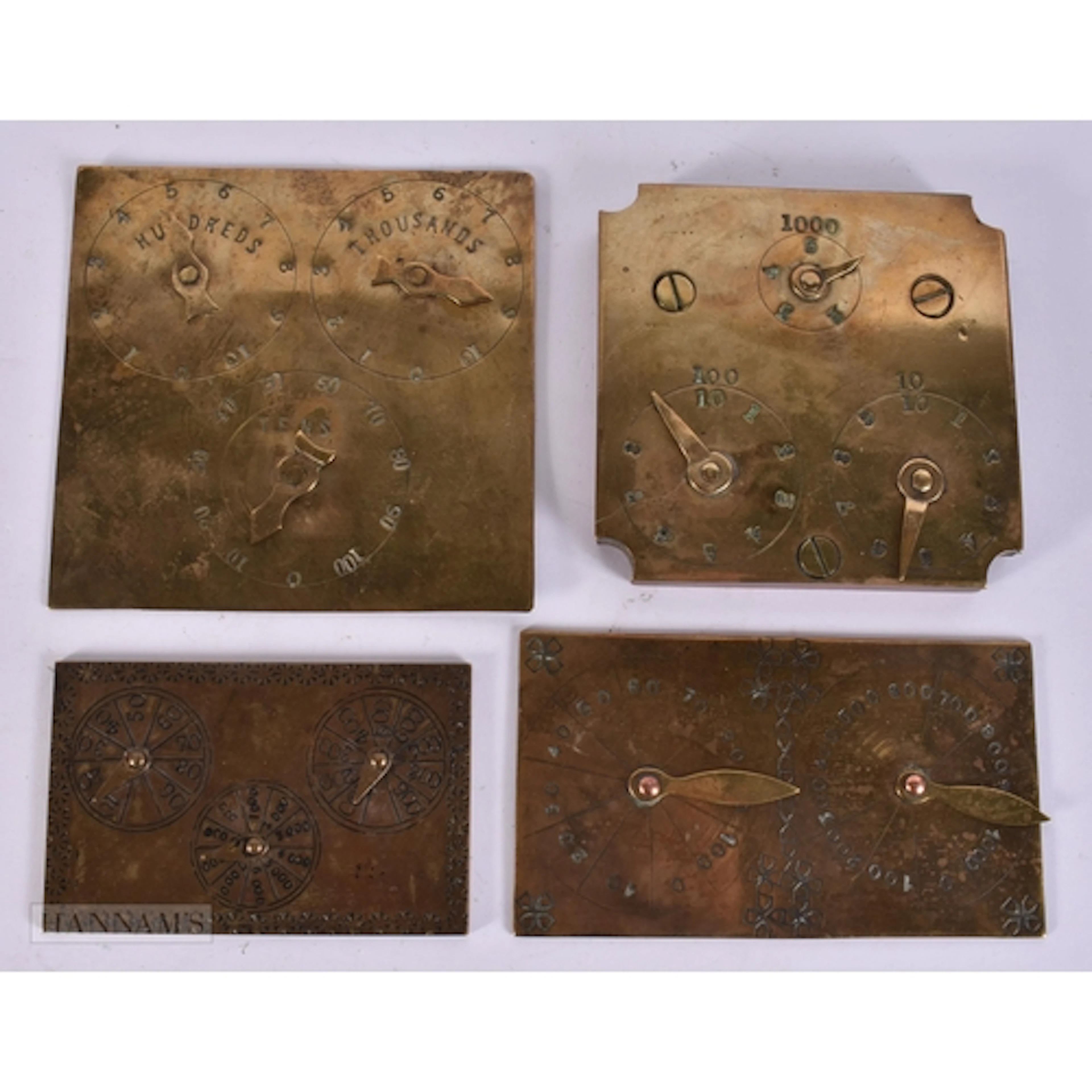 A COLLECTION OF FOUR ANTIQUE BEZIQUE MARKERS. Largest 12 cm ...