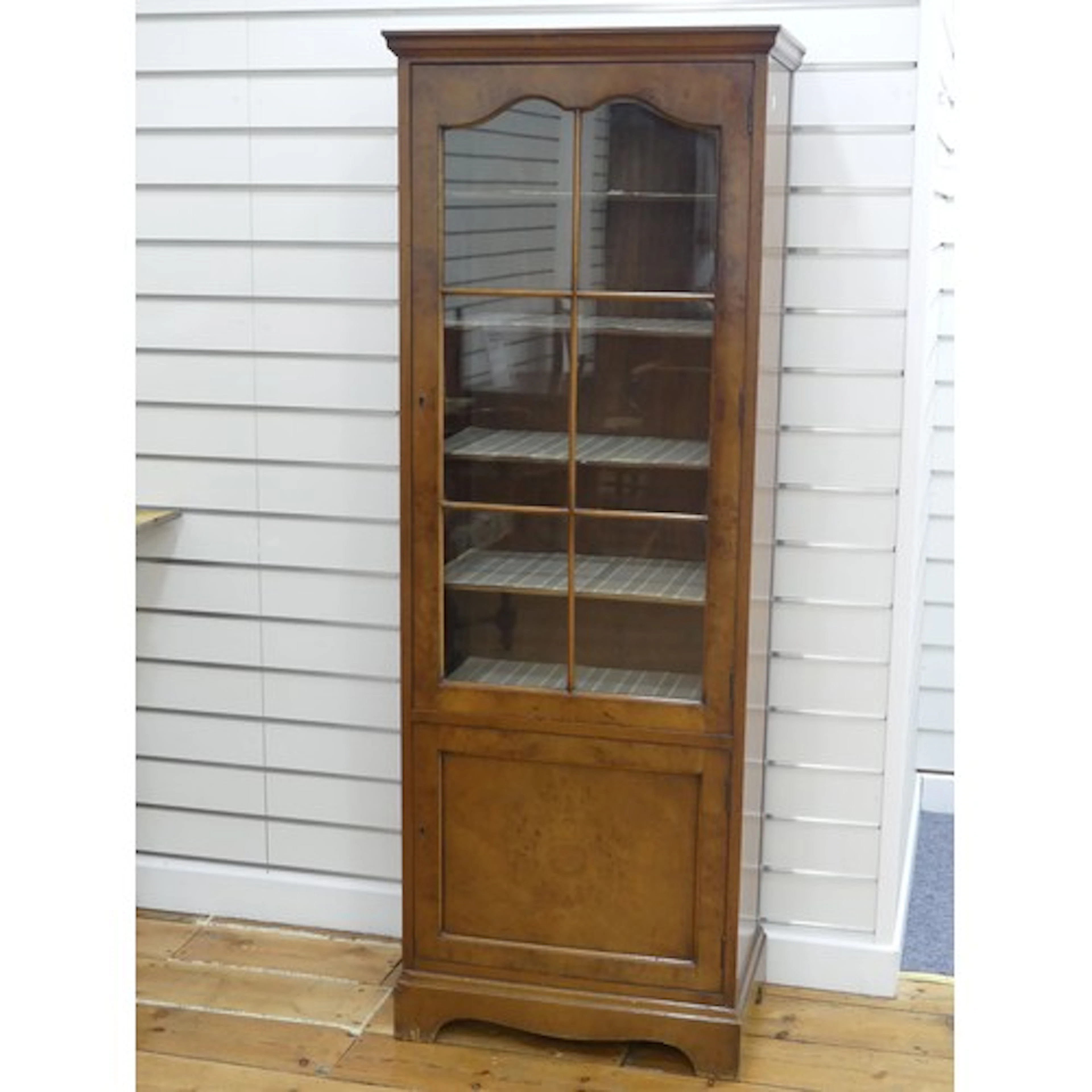 An early 20th century walnut Display Cabinet, of narrow prop...