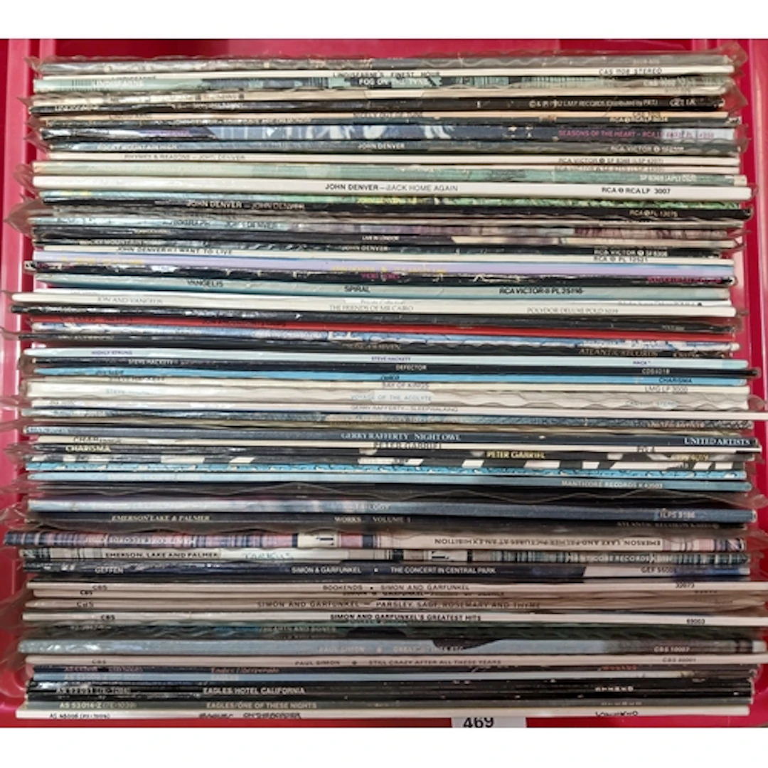 A box of approx. 60 LPs, rock and pop circa 1960s to 1980s