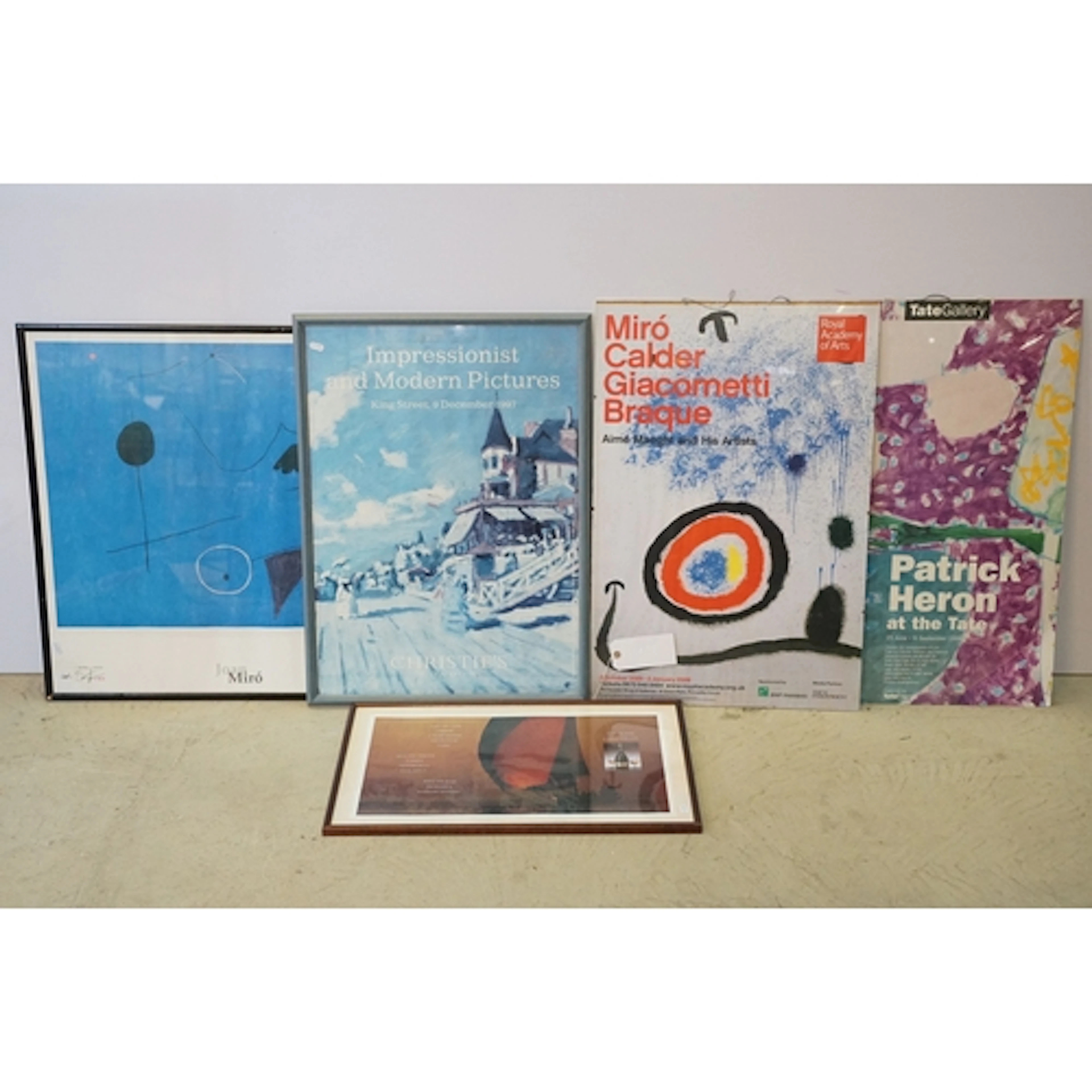 Collection of gallery posters, to include Joan Miro, Patrick...