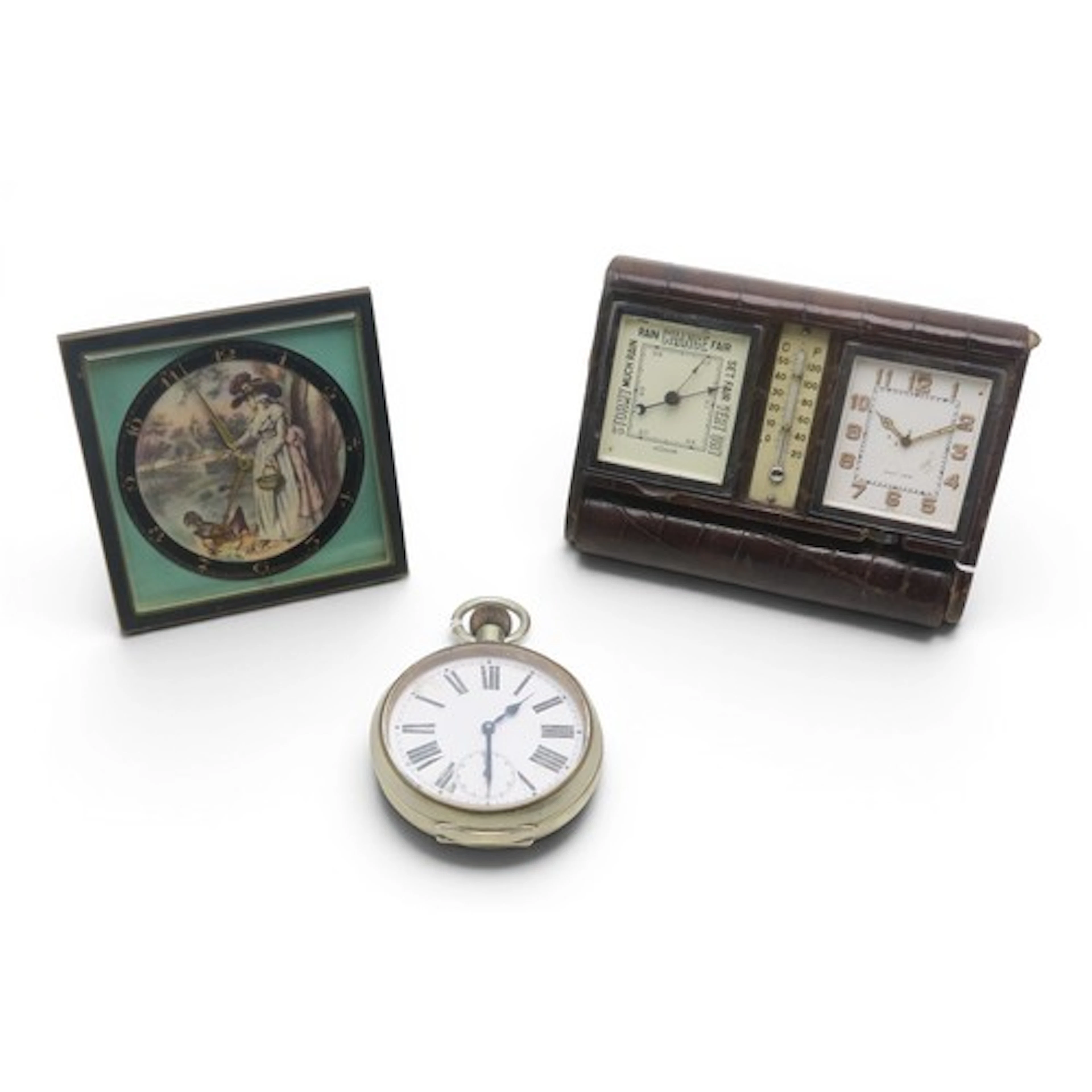 A LeCoultre combined travel eight-day clock/barometer/thermo...