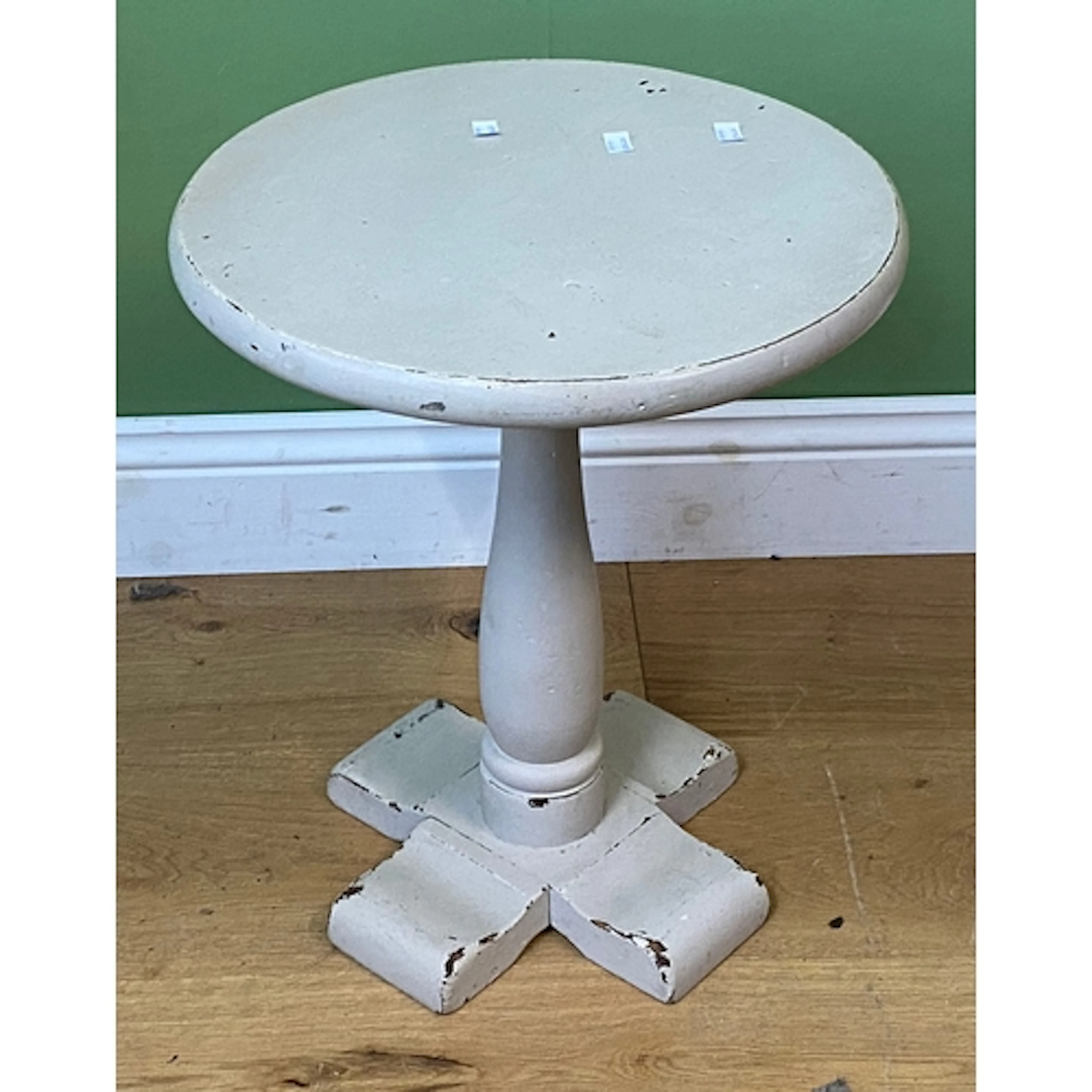 A small grey painted circular occasional table, 46x54cmH
