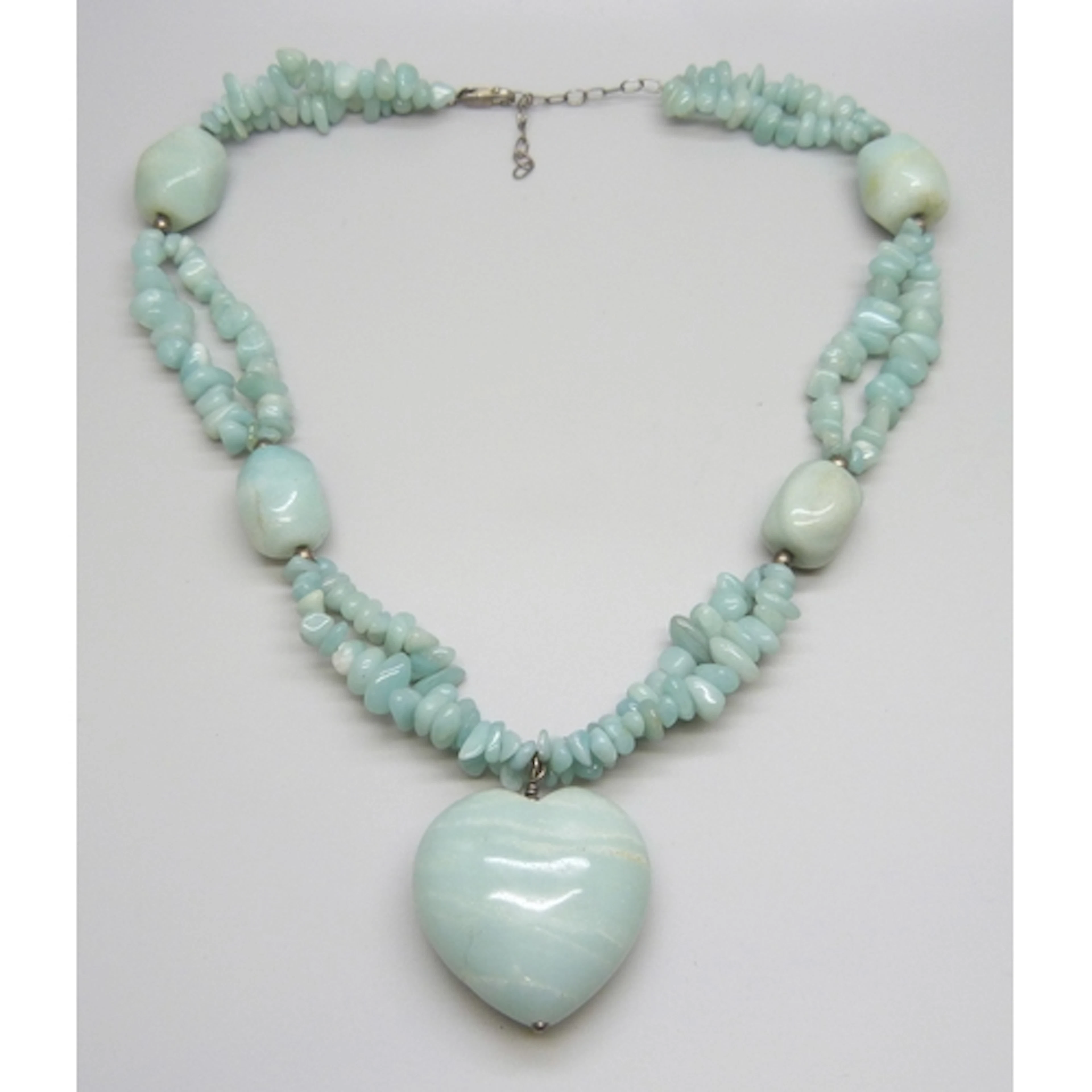 A statement Amazonite necklace with a silver clasp, 140g, 51...