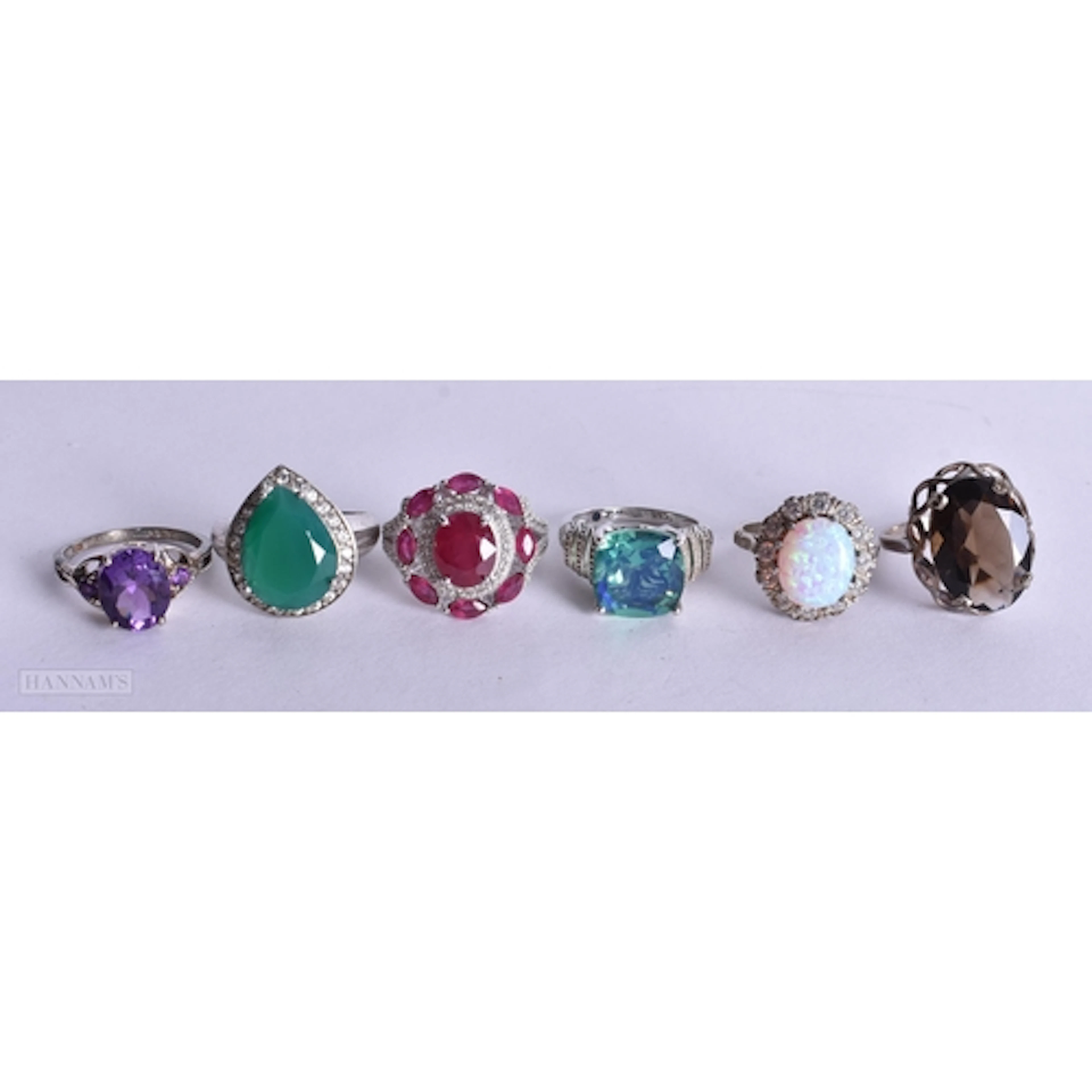 Collection of Sterling Silver Gemstone Rings inc. Opal, Enha...