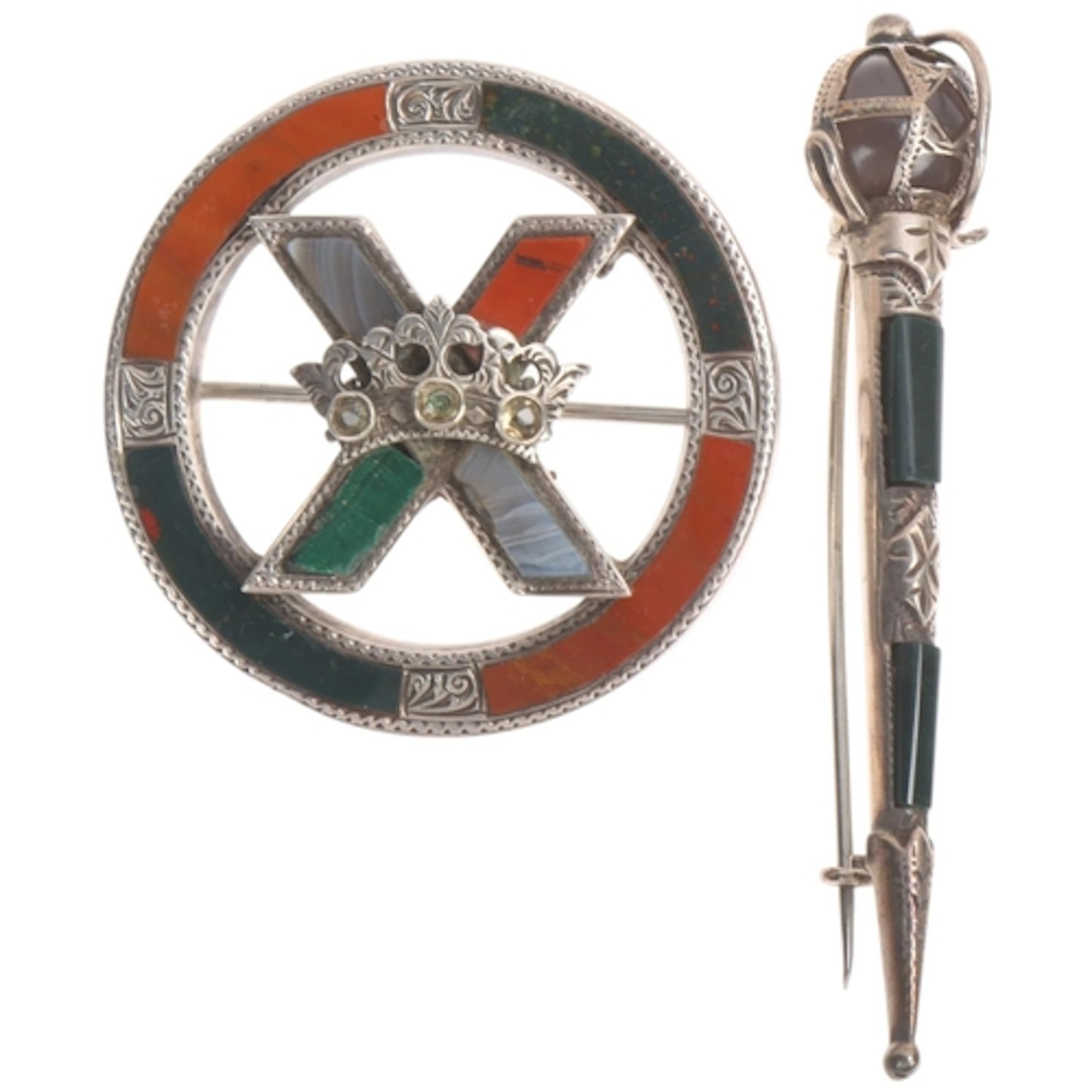 An Antique Victorian Scottish silver hardstone St Andrew's c...
