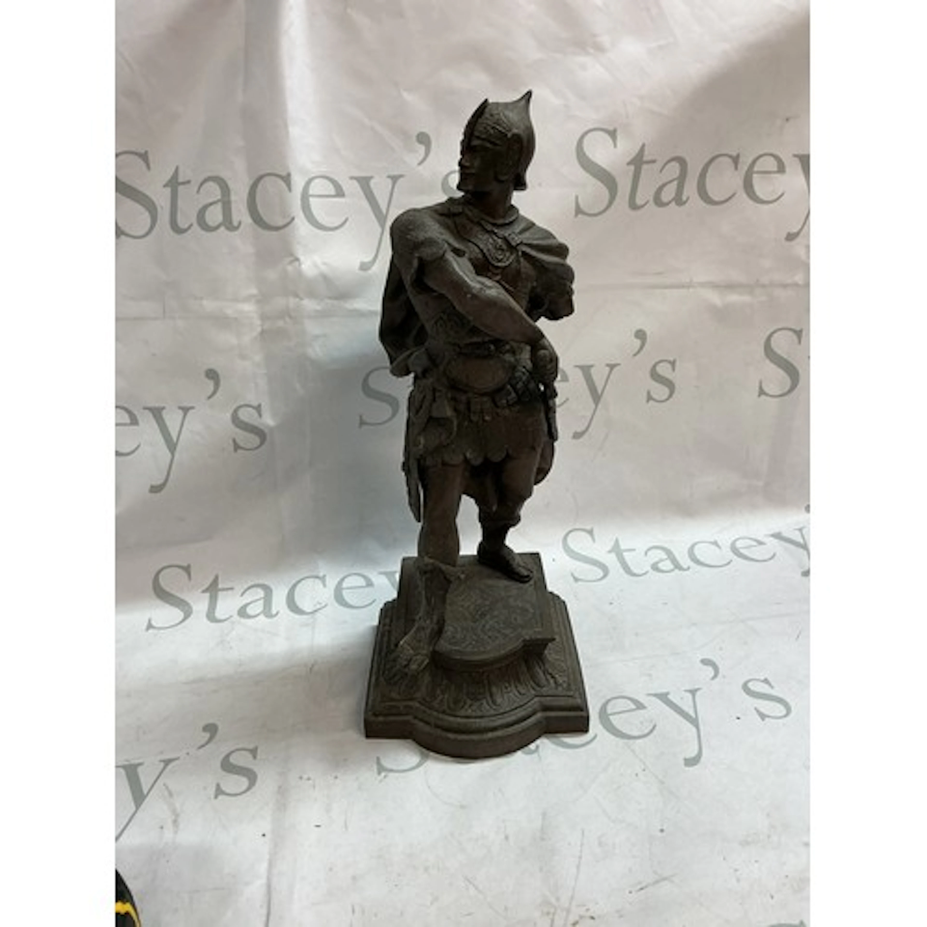 A Spelter figure of a Knight. 39cm tall.