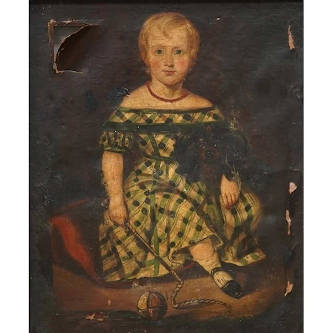 First half 19th century, naive school, Portrait of a young g...