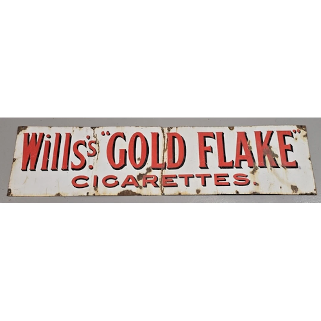 Large vintage Wills's Gold Flake Cigarettes enamel advertisi...
