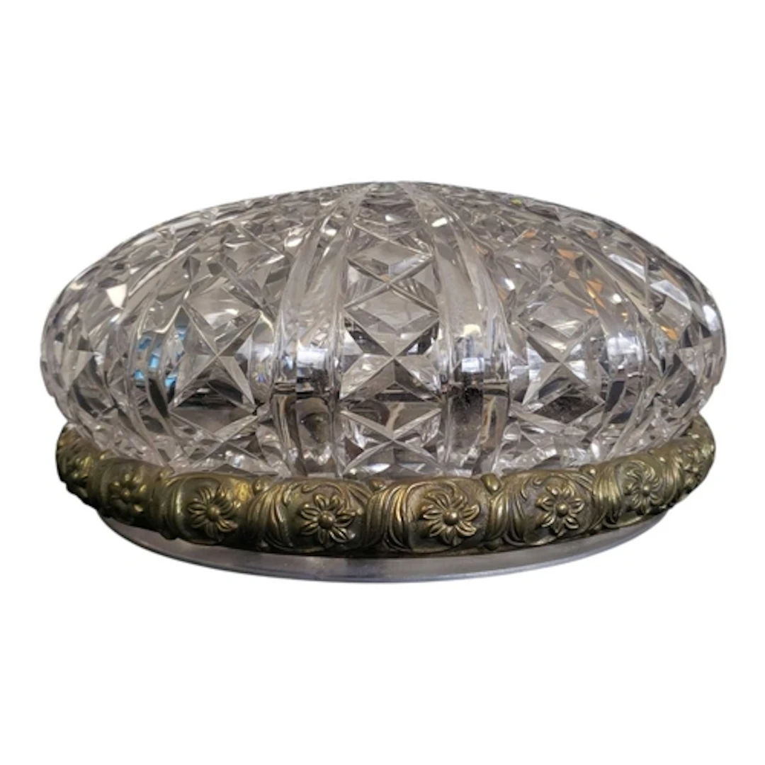 20th century vintage crystal cut glass plafonnier ceiling li...