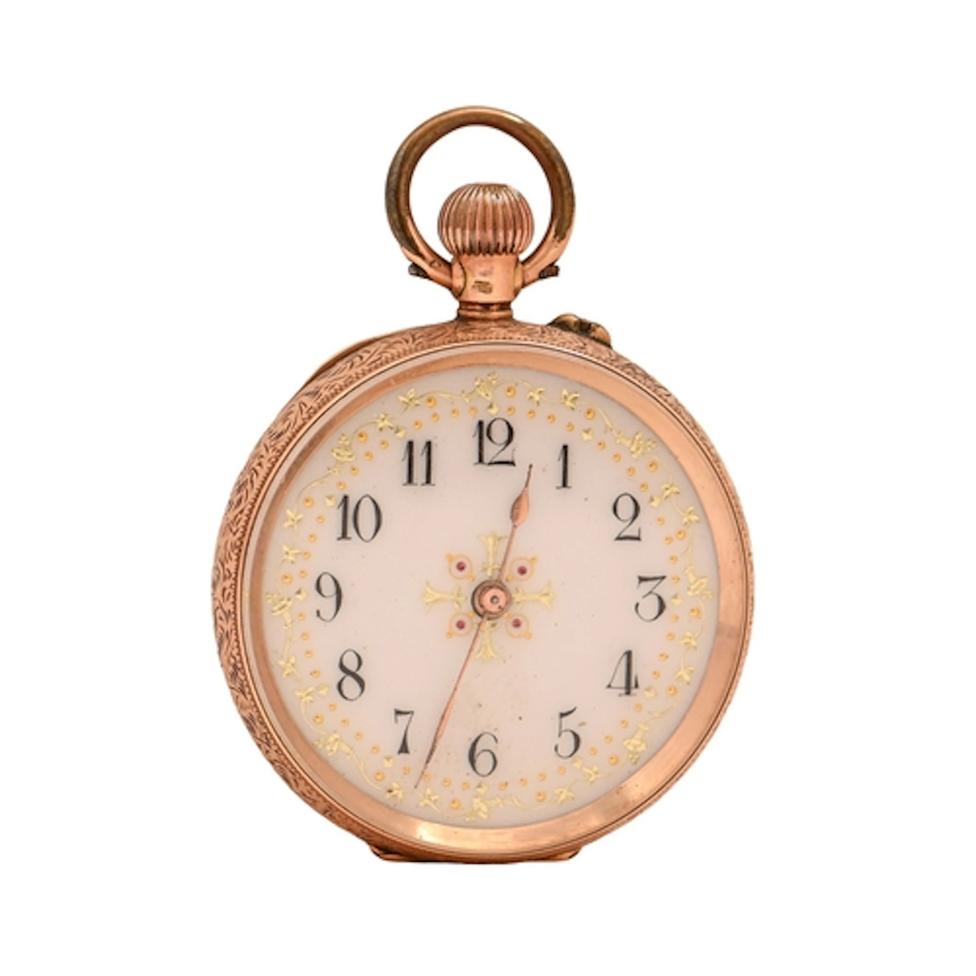 A gold keyless cylinder lady's watch, c1900, 3.3cm diam, mar...