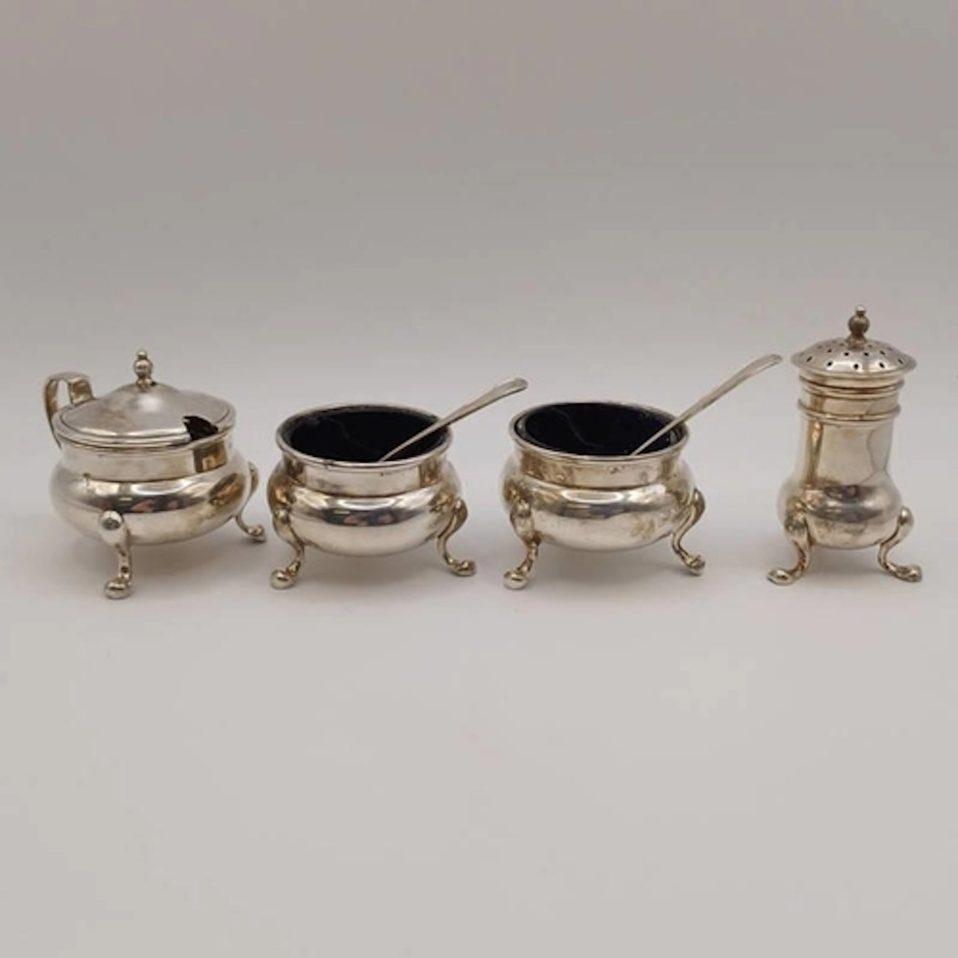 BIRKS STERLING SILVER 4 PIECE CRUET SET, 140G WEIGHABLE SILV...