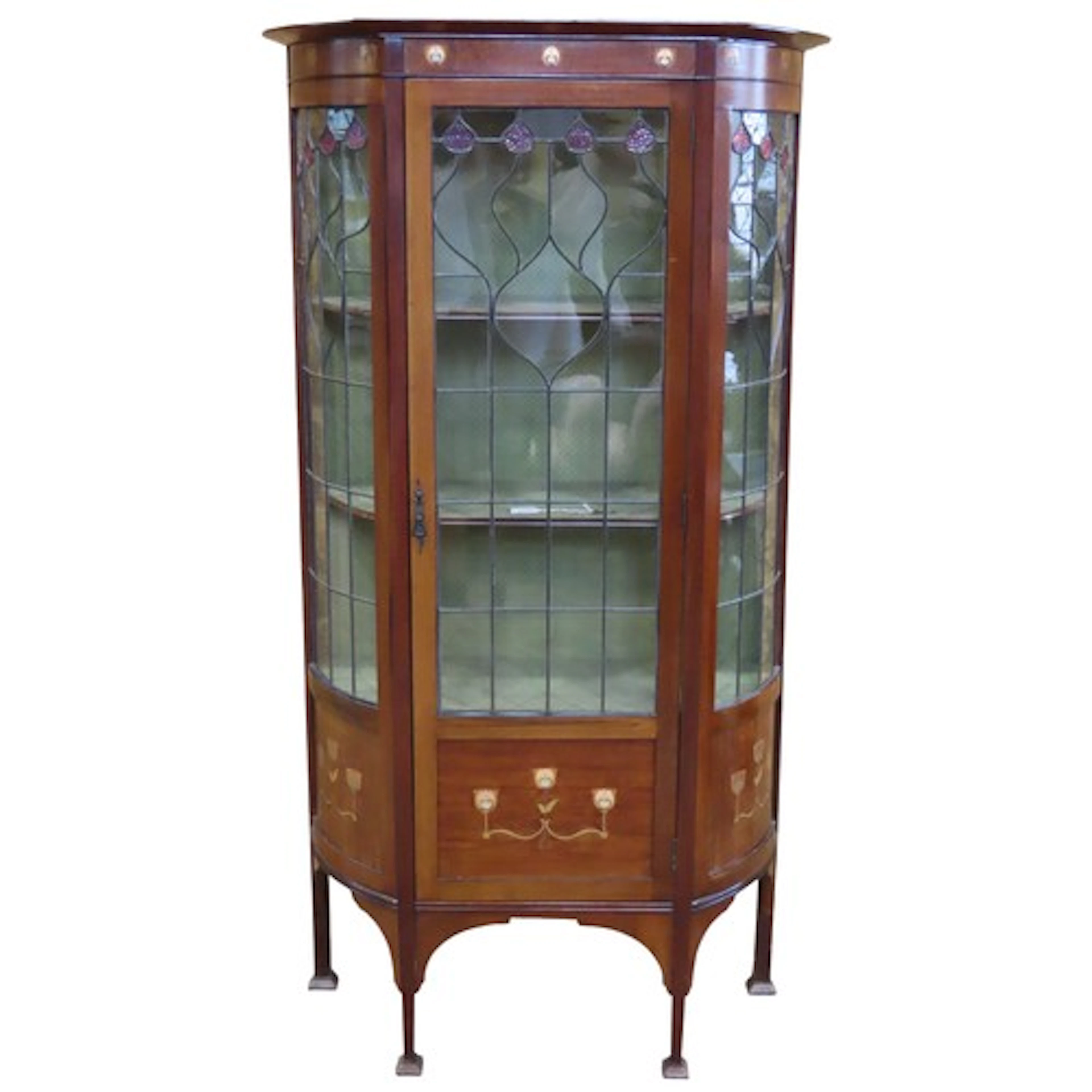 An Art Nouveau display Cabinet with decorative inlaid detail...