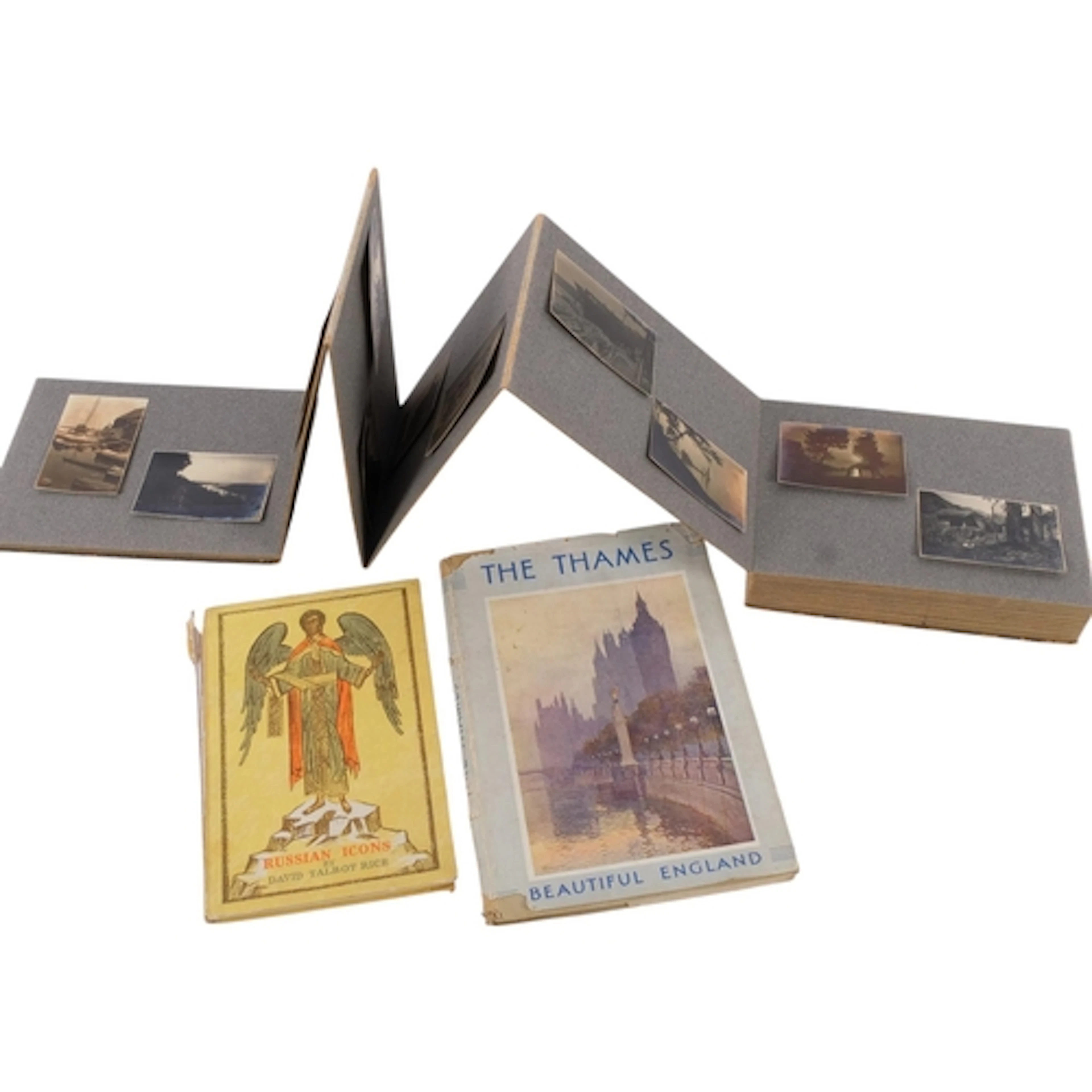 A concertina style photograph album, David Talbot Rice "Russ...