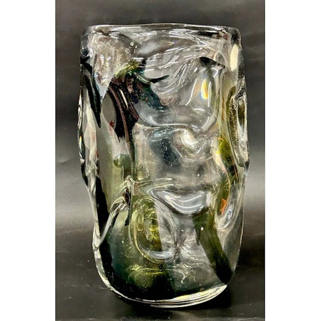 Whitefriars; a 'knobbly' design glass vase designed by Willi...