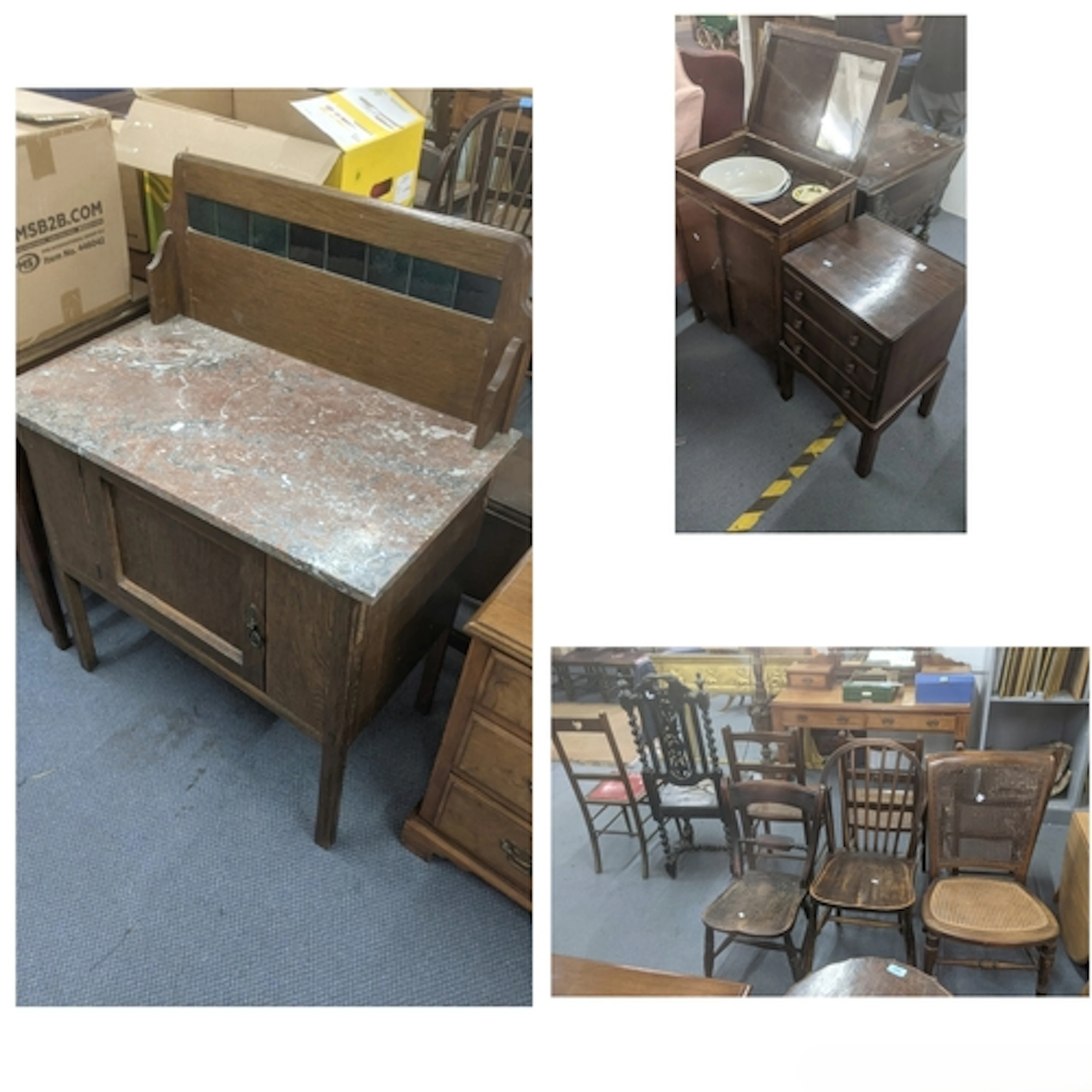 Early 20th Century furniture to include a wash stand with a ...