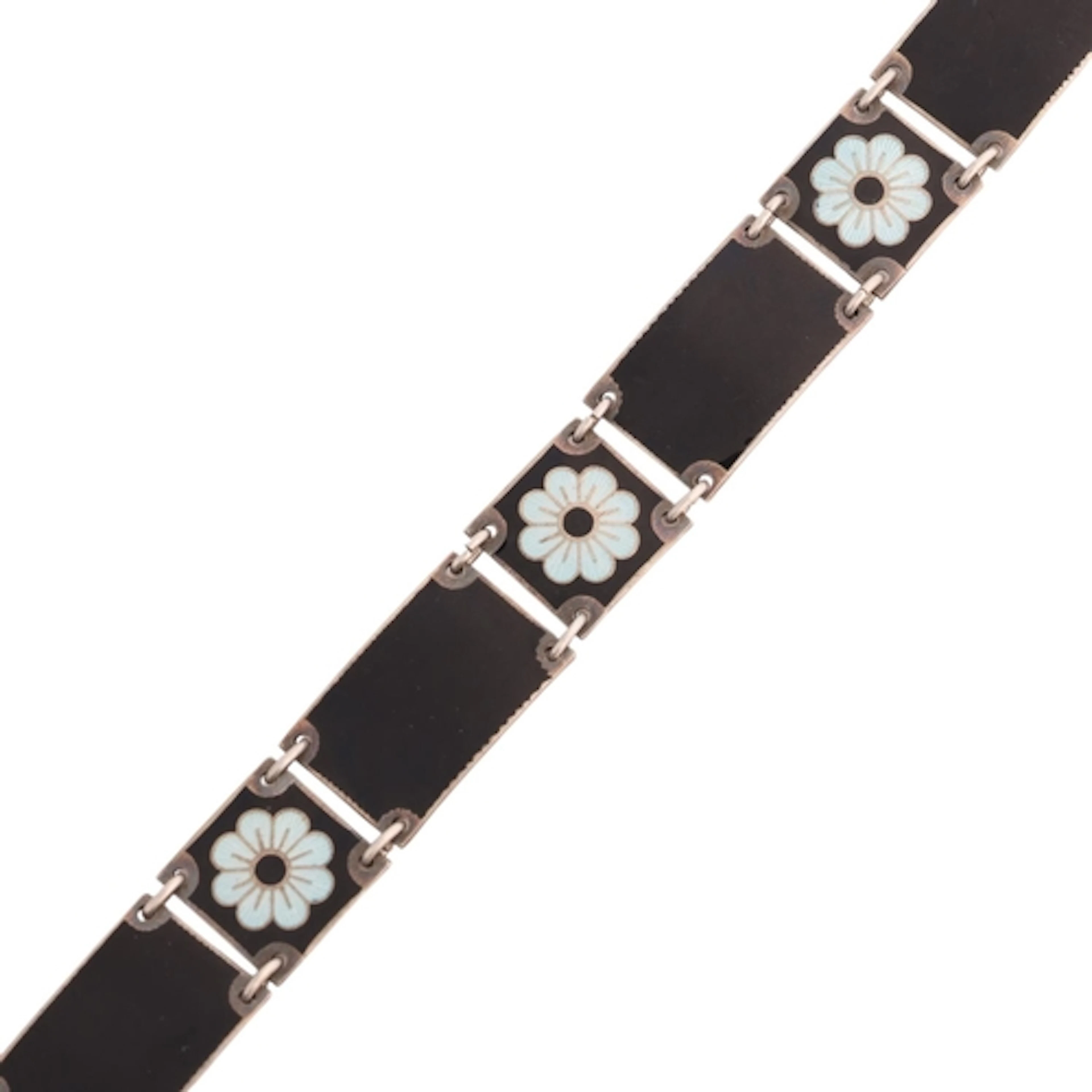 An Art Deco style Norwegian sterling silver-gilt black ename...