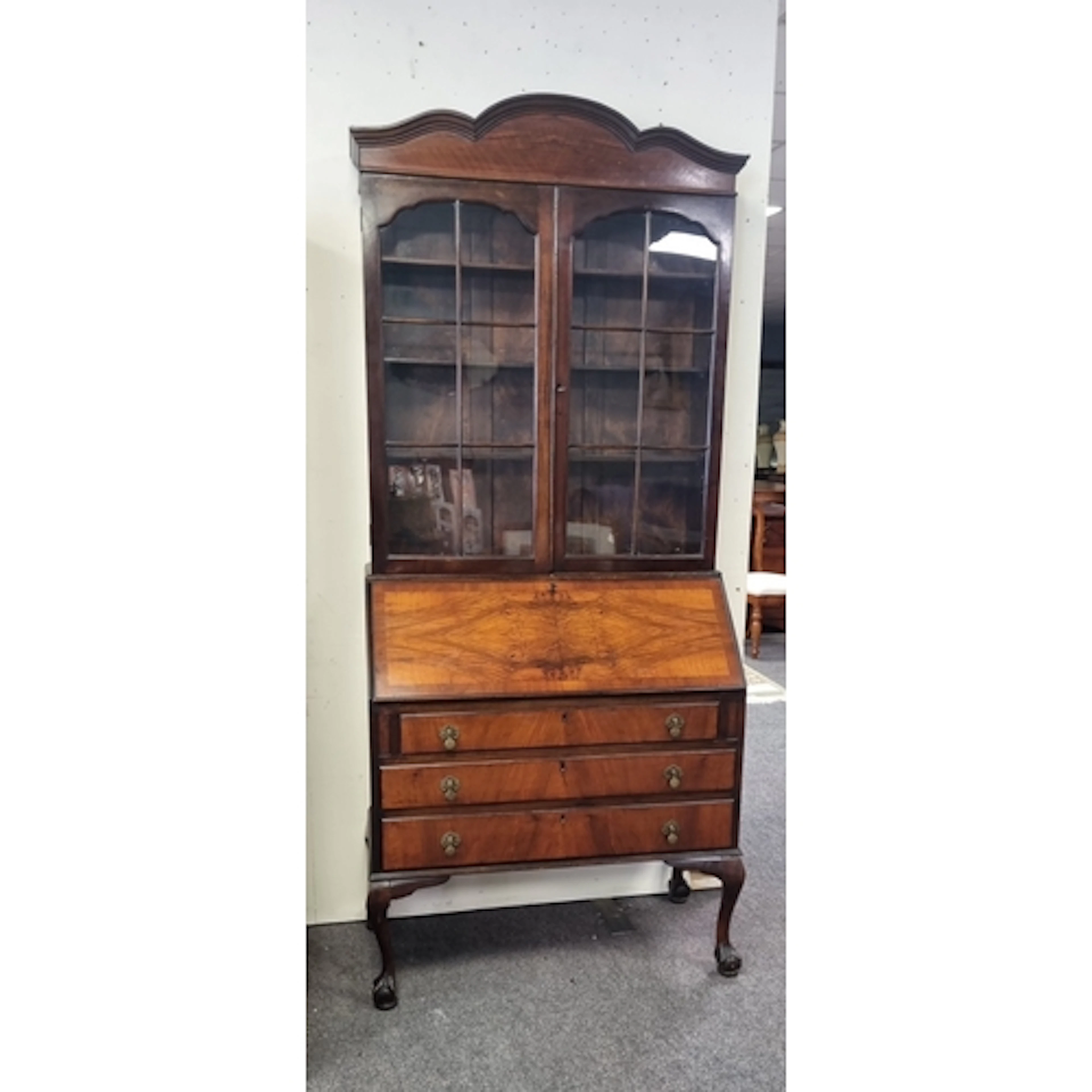 Early 20th Century Mahogany Bureau Bookcase, H: 207cm X W: 9...