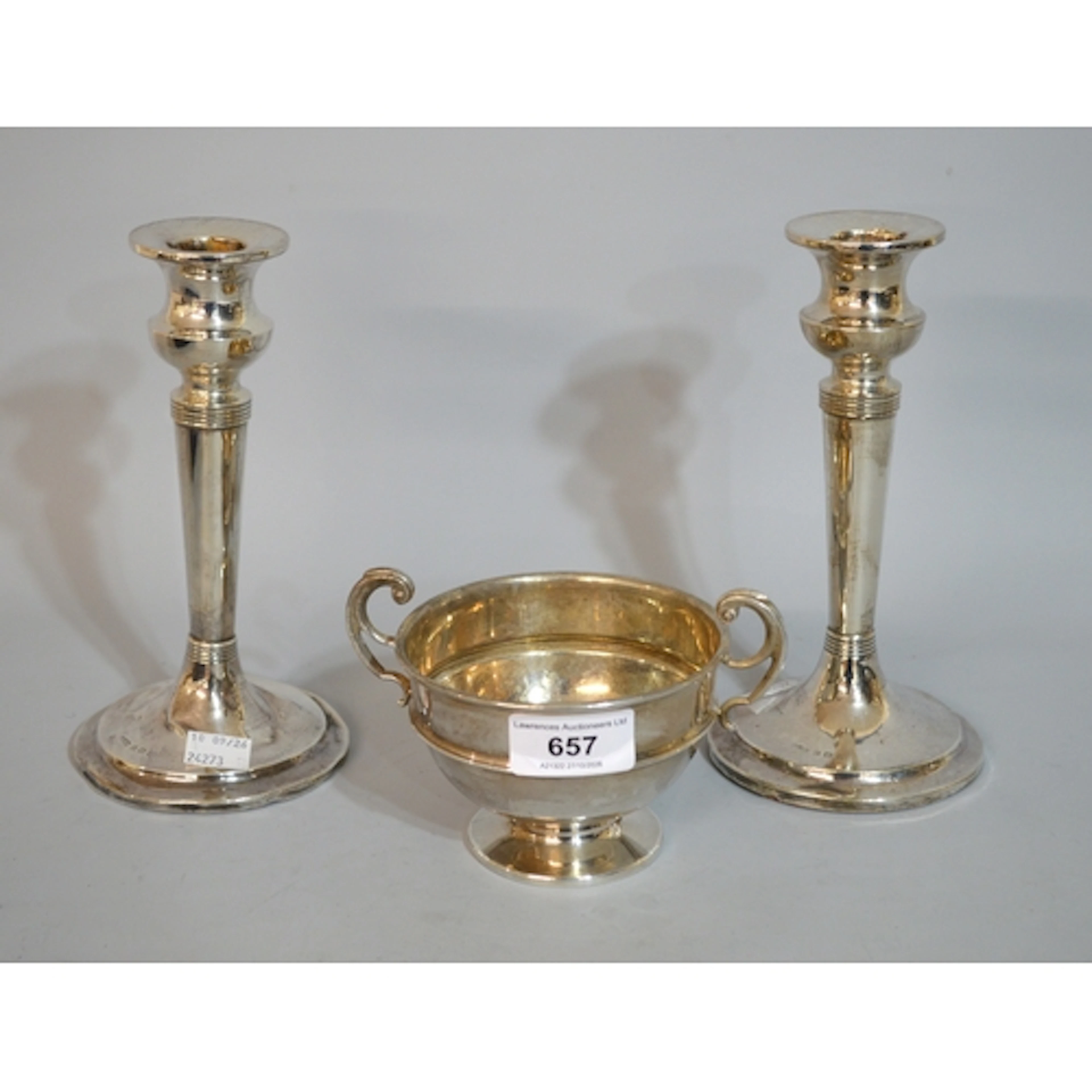 Birmingham silver two handled pedestal trophy cup, 4.2oz t, ...