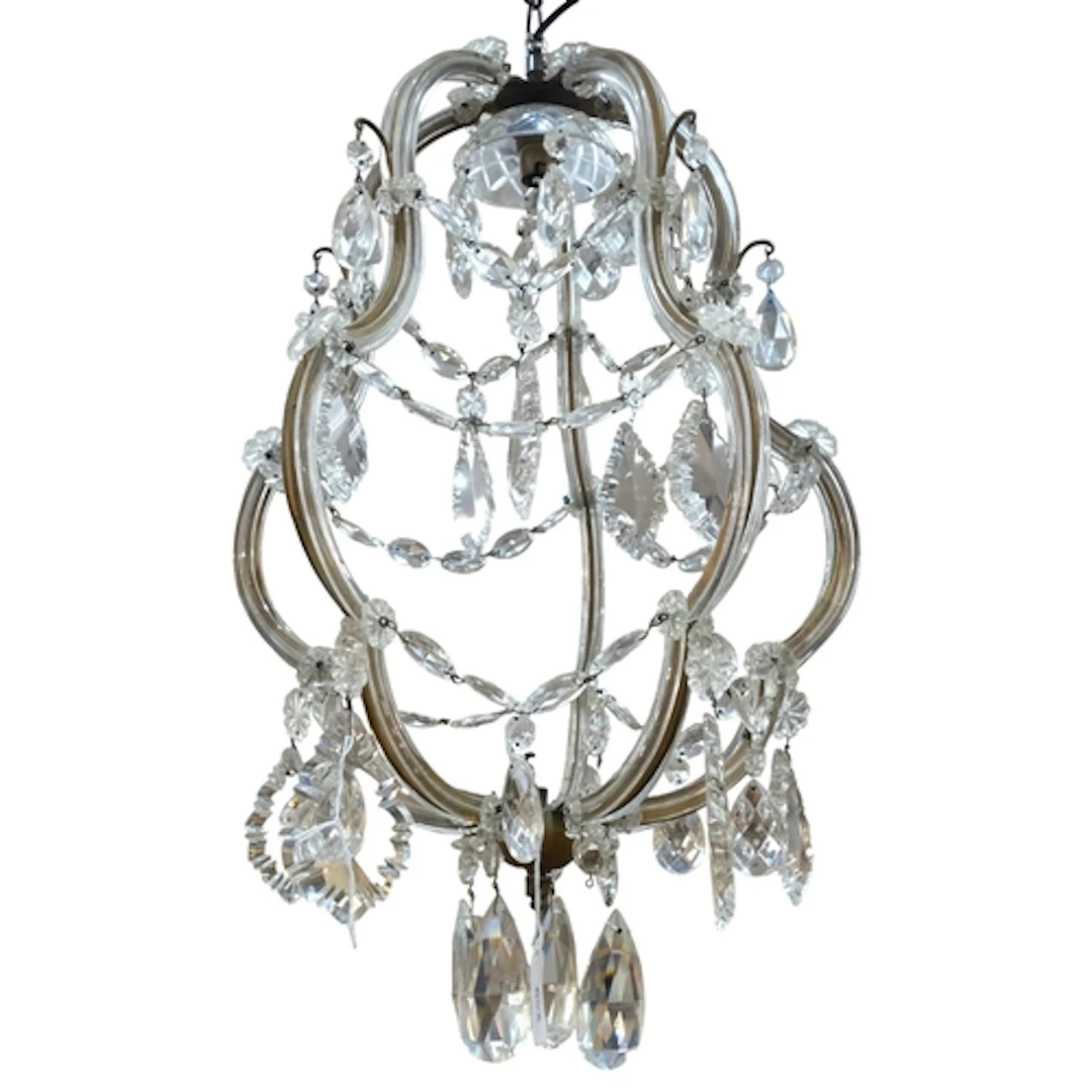 A large Italian glass chandelier, with cut-glass drops, appr...