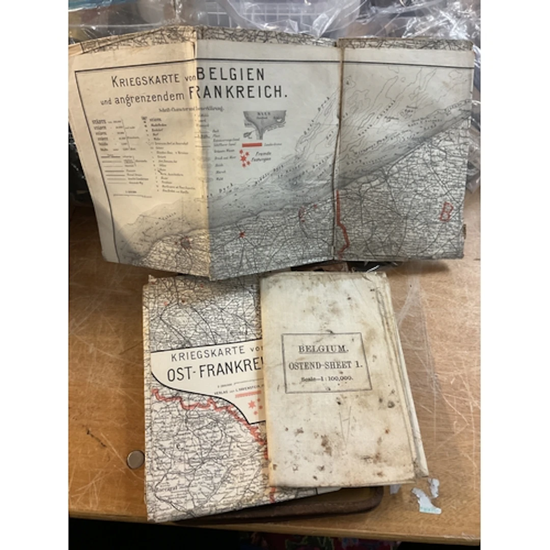 WWI German map case and maps.